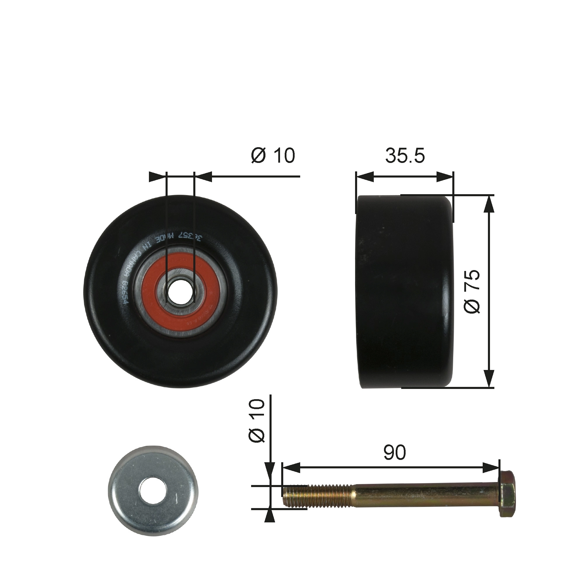 Deflection/Guide Pulley, V-ribbed belt
