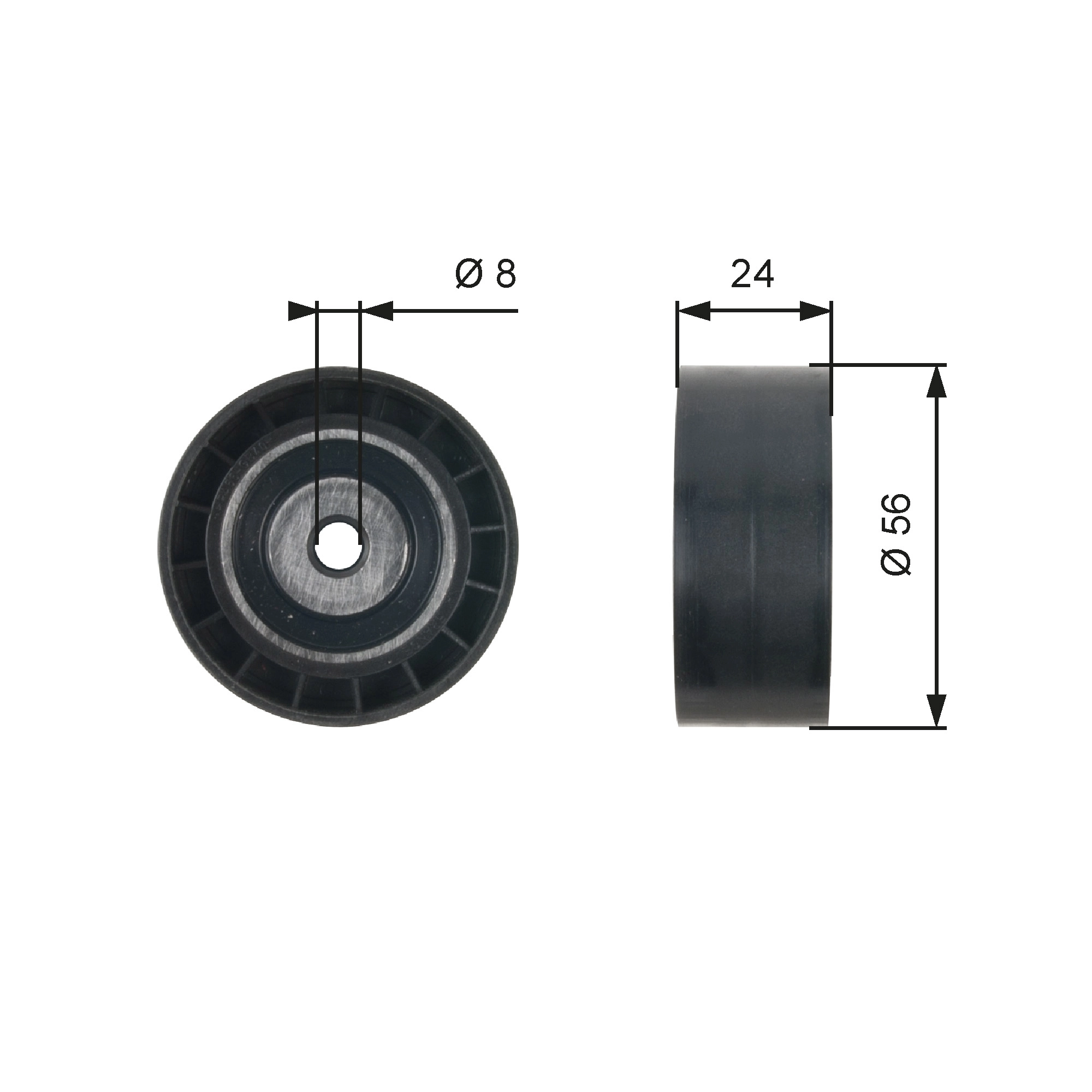 Deflection/Guide Pulley, V-ribbed belt