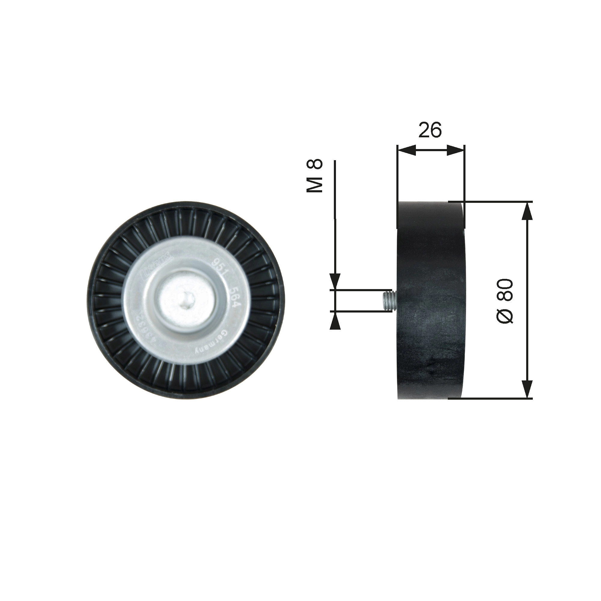 Deflection/Guide Pulley, V-ribbed belt