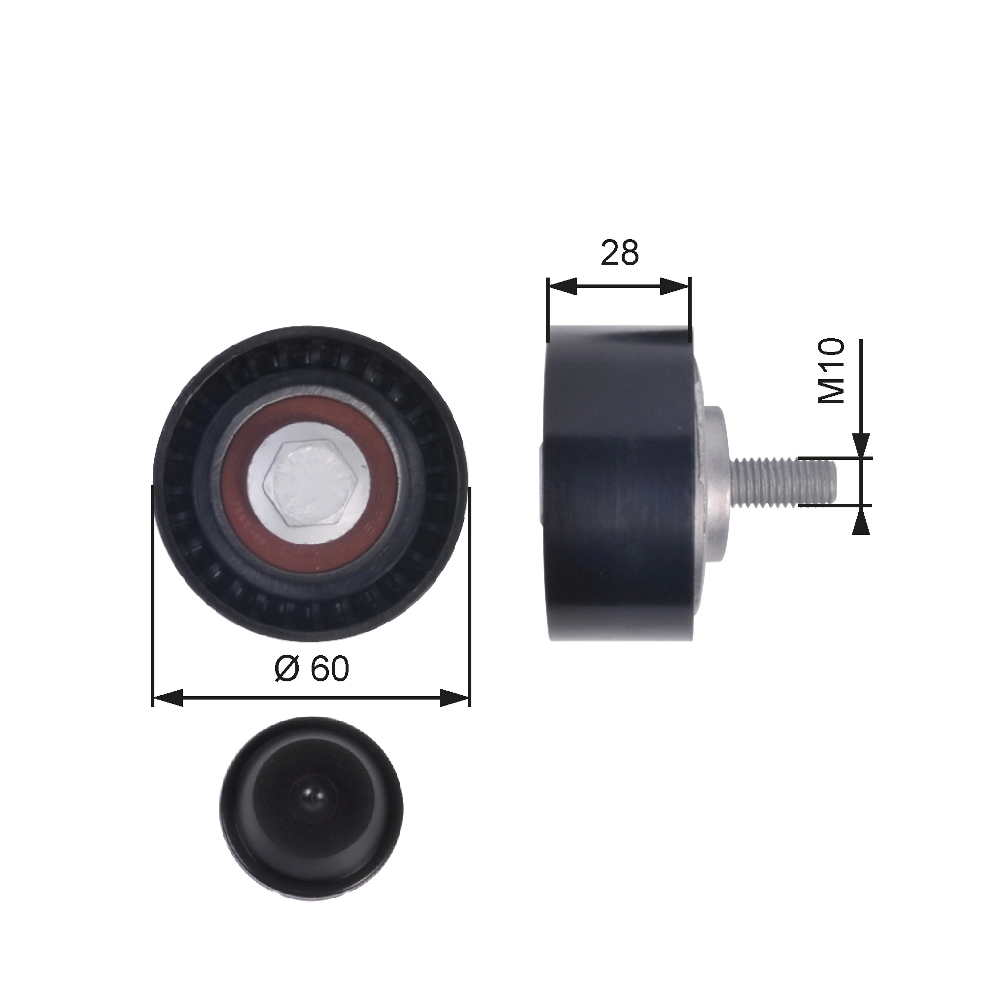 Deflection/Guide Pulley, V-ribbed belt