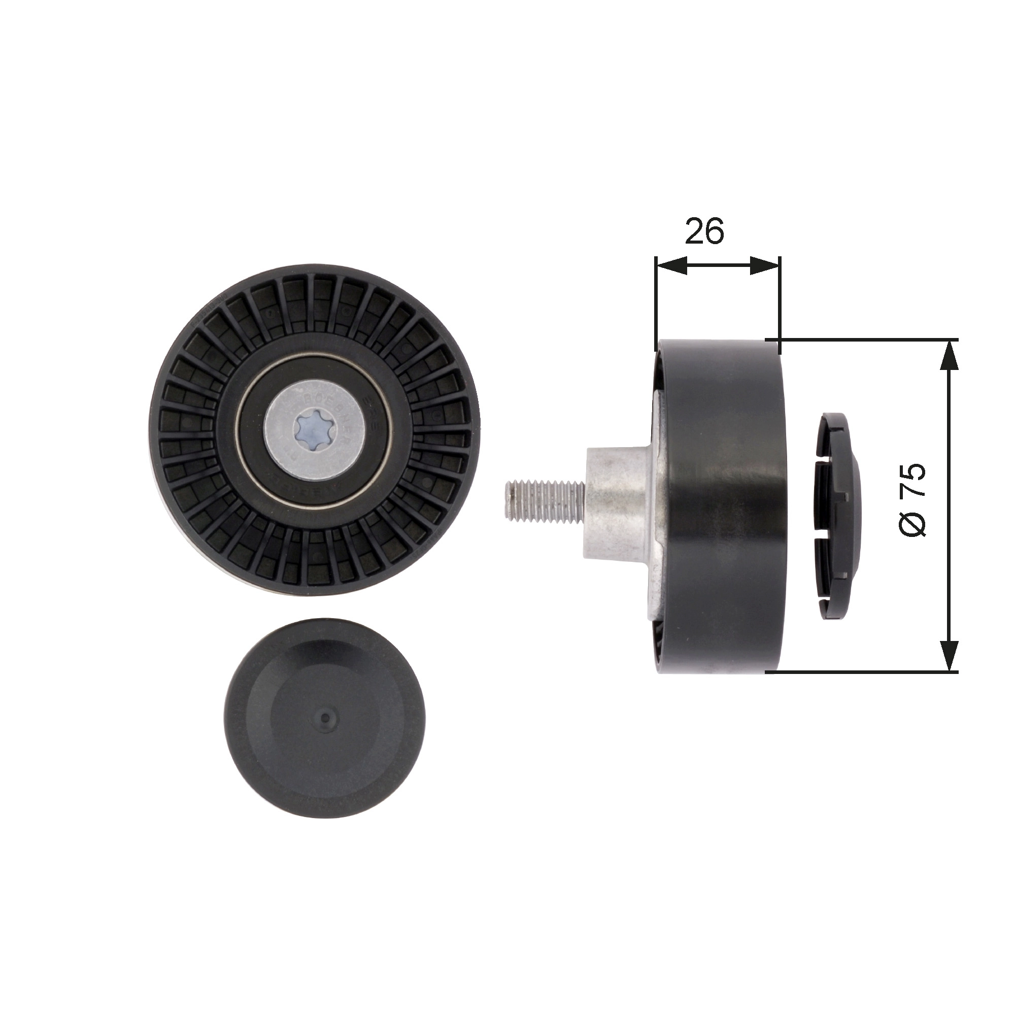 Deflection/Guide Pulley, V-ribbed belt