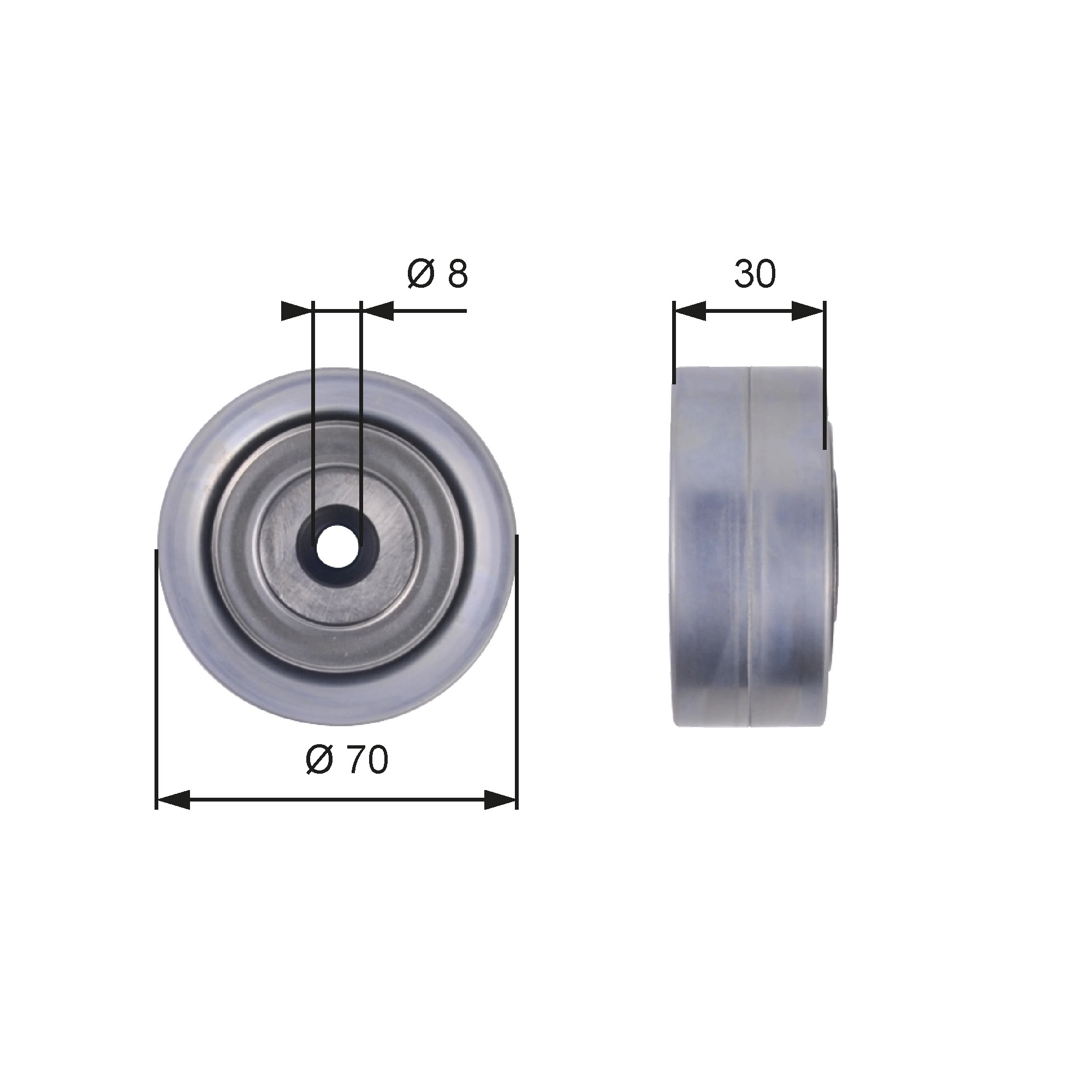 Deflection/Guide Pulley, V-ribbed belt