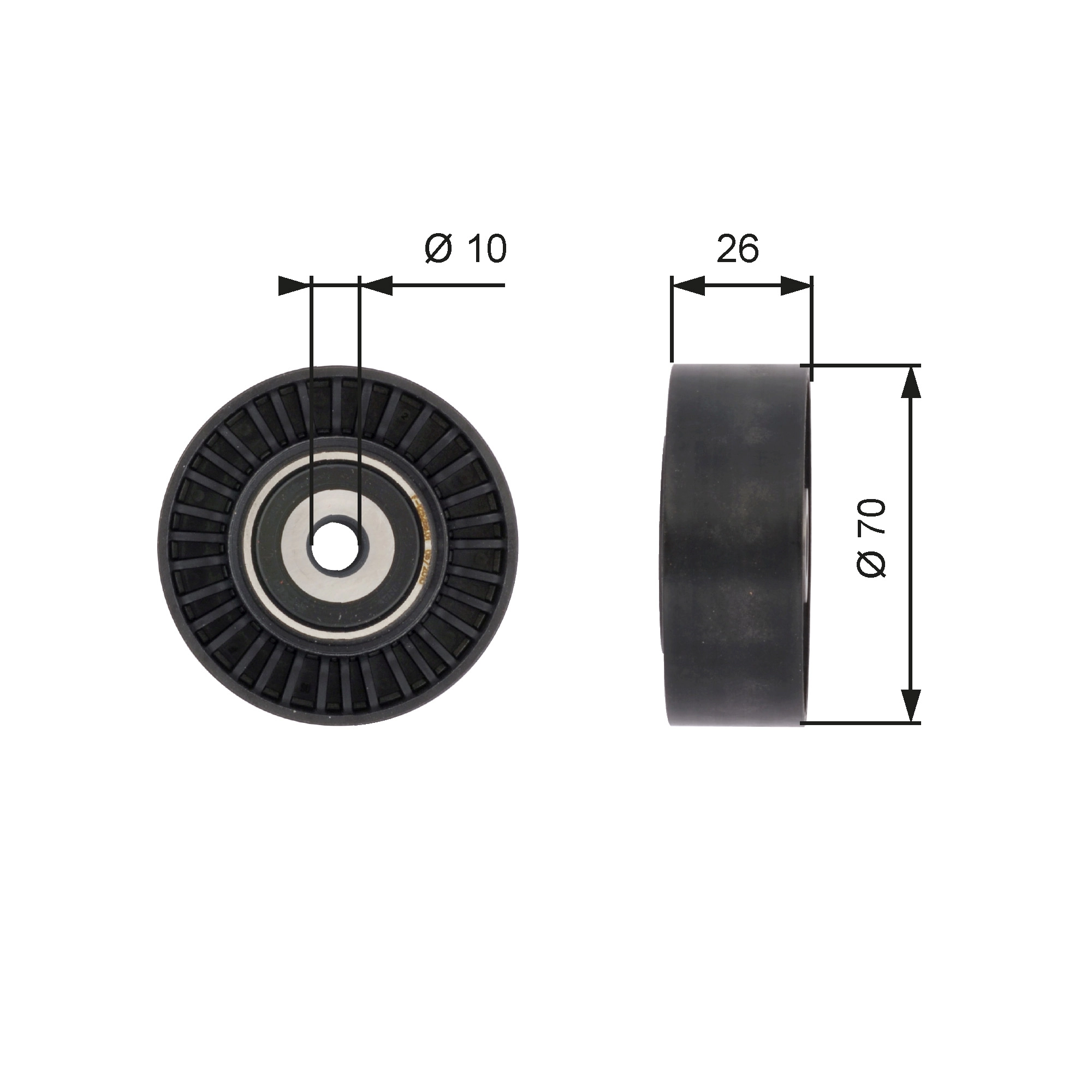 Deflection/Guide Pulley, V-ribbed belt