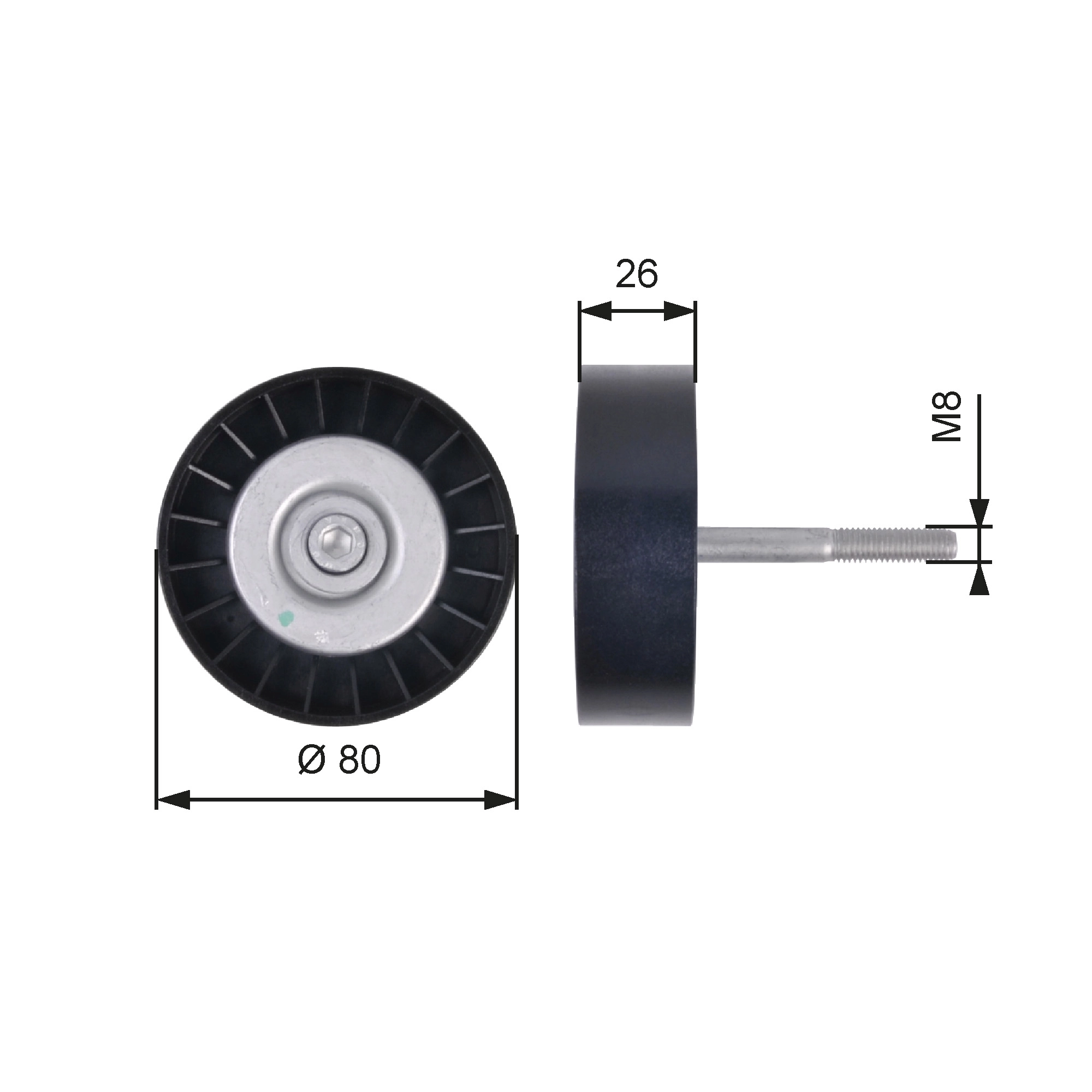 Deflection/Guide Pulley, V-ribbed belt