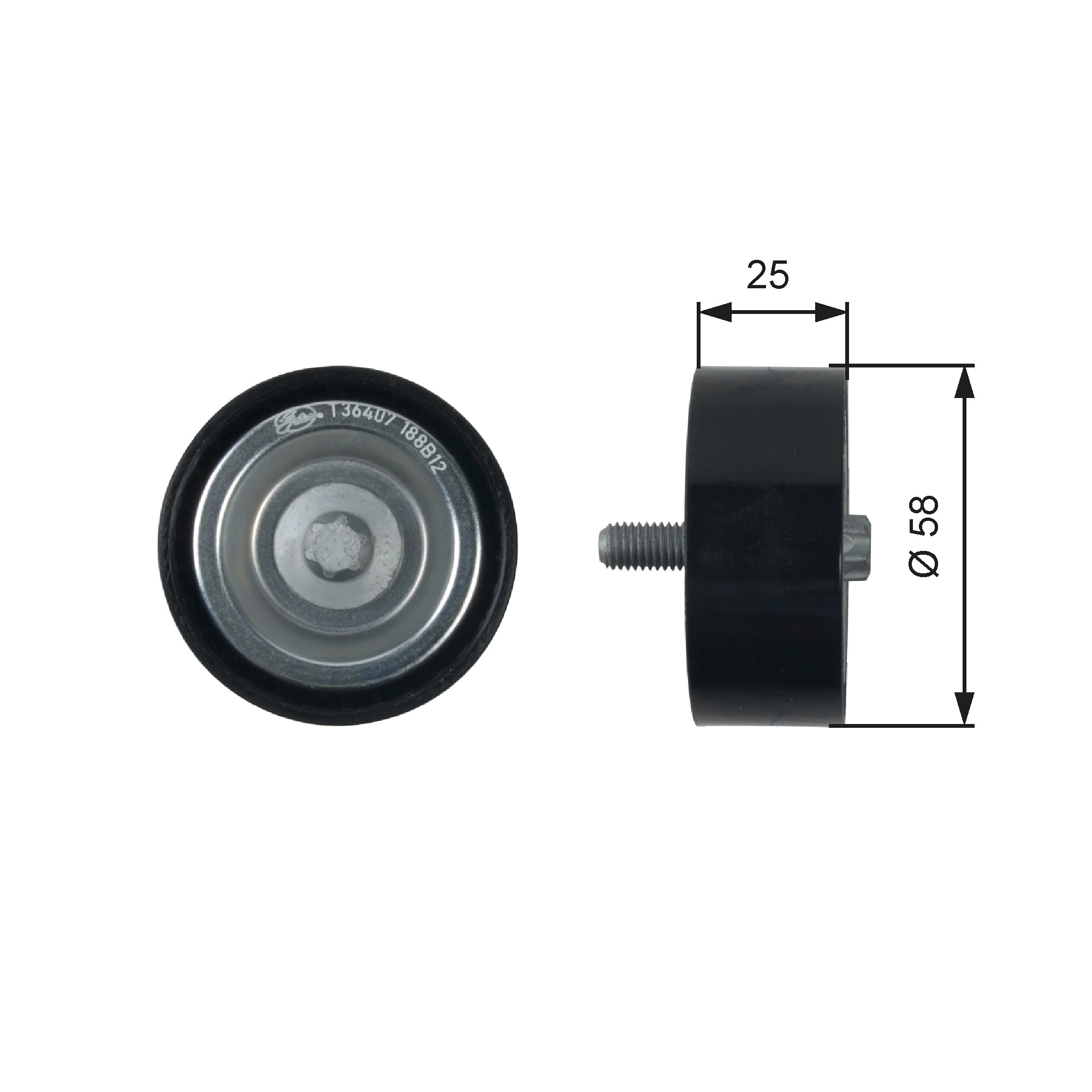 Deflection/Guide Pulley, V-ribbed belt