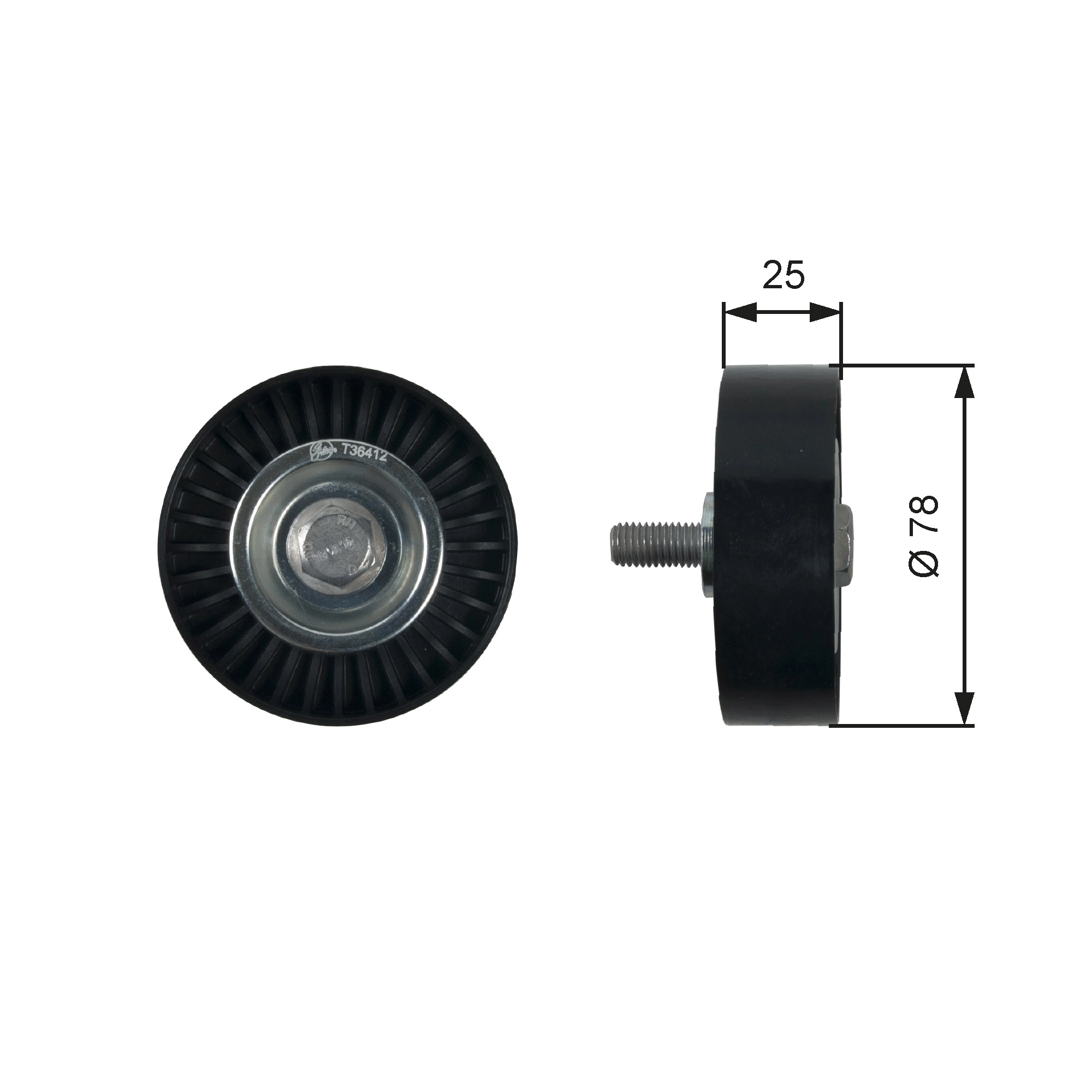 Deflection/Guide Pulley, V-ribbed belt