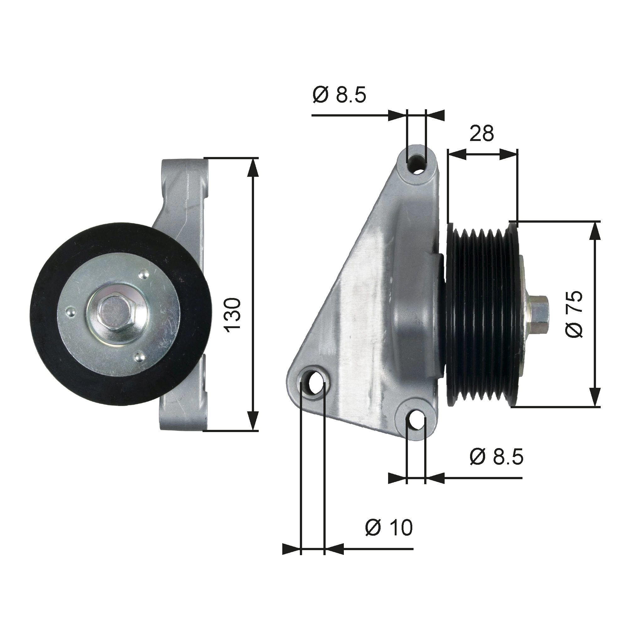 Deflection/Guide Pulley, V-ribbed belt