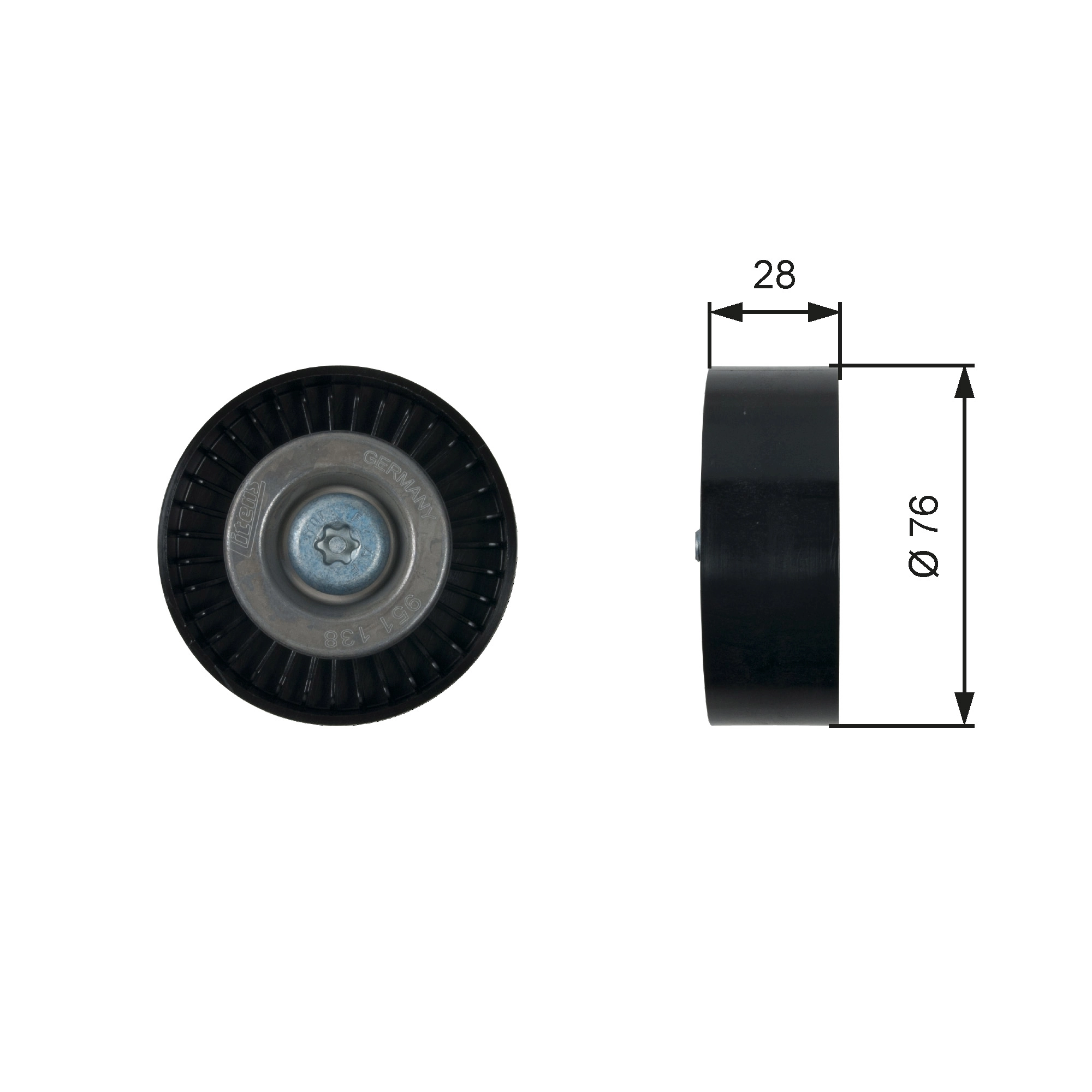 Deflection/Guide Pulley, V-ribbed belt