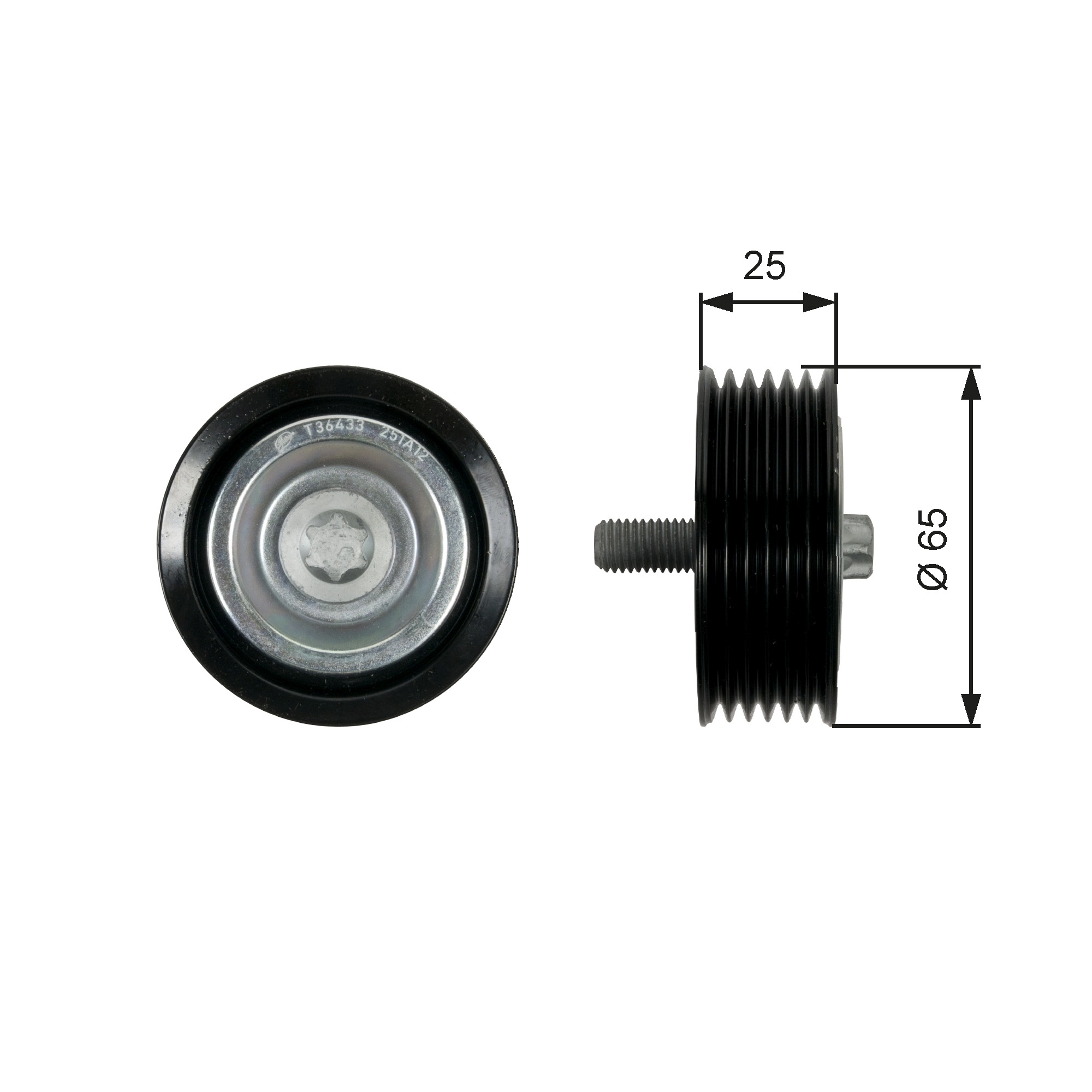 Deflection/Guide Pulley, V-ribbed belt