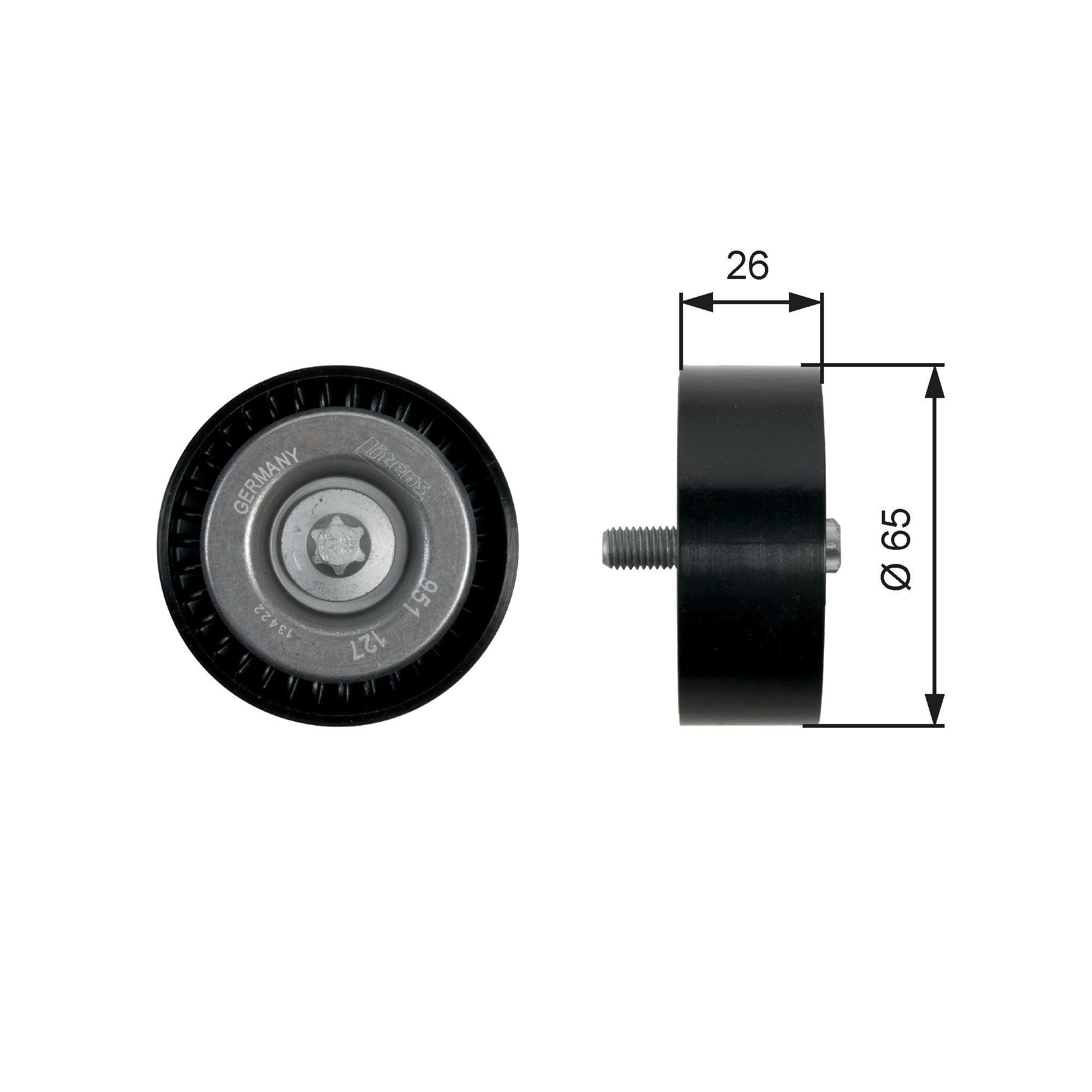 Deflection/Guide Pulley, V-ribbed belt