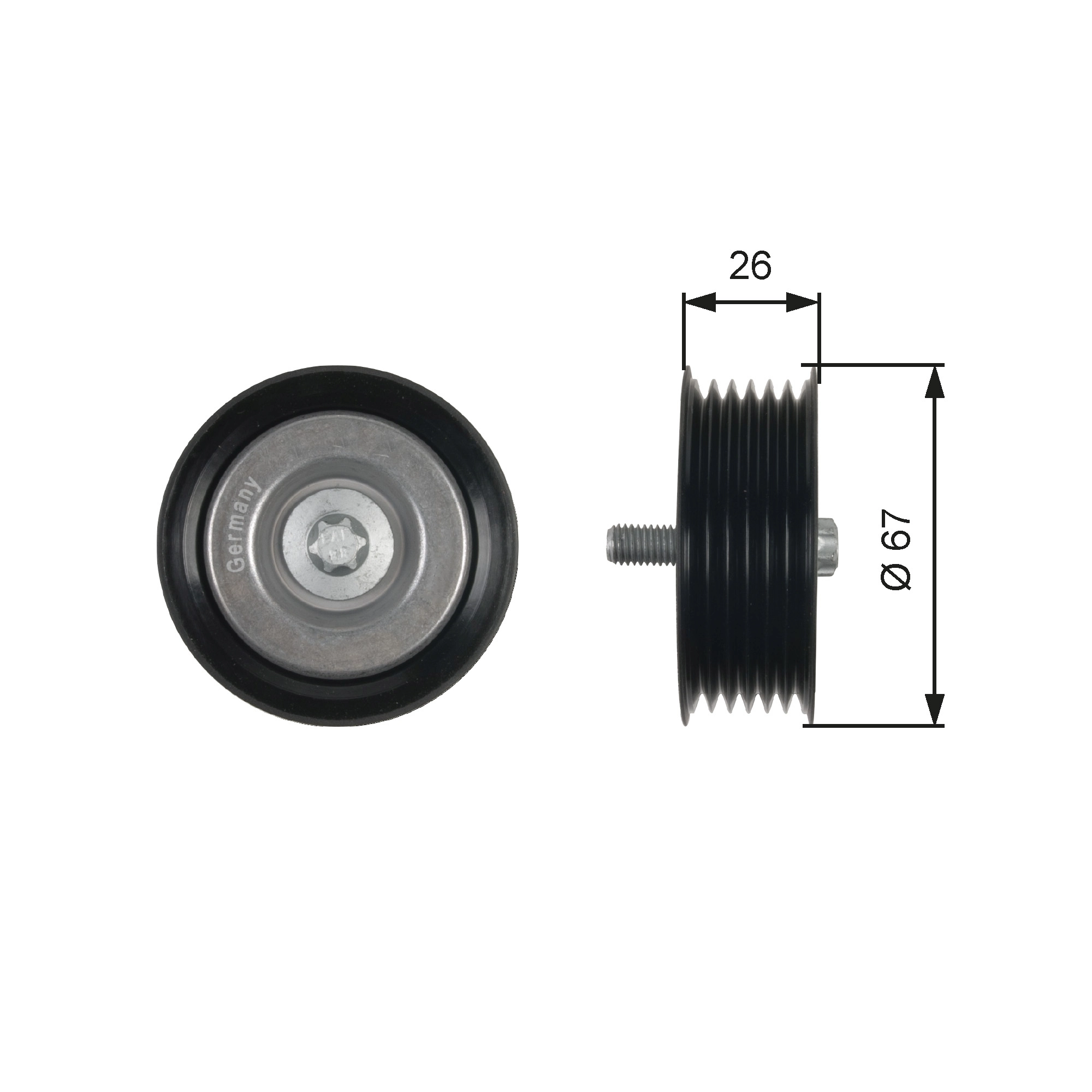 Deflection/Guide Pulley, V-ribbed belt