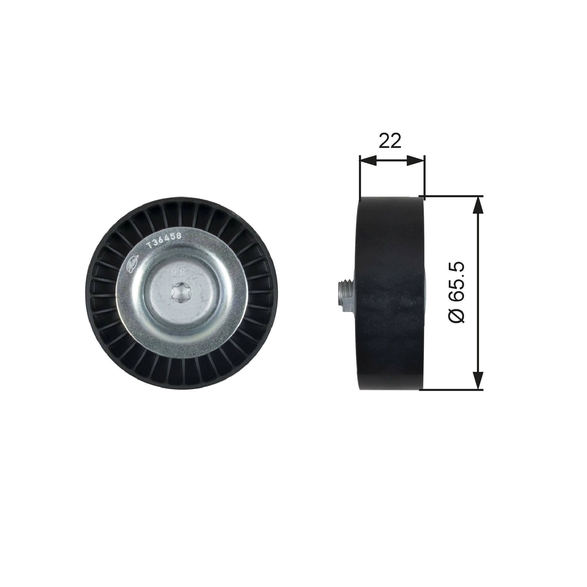 Deflection/Guide Pulley, V-ribbed belt