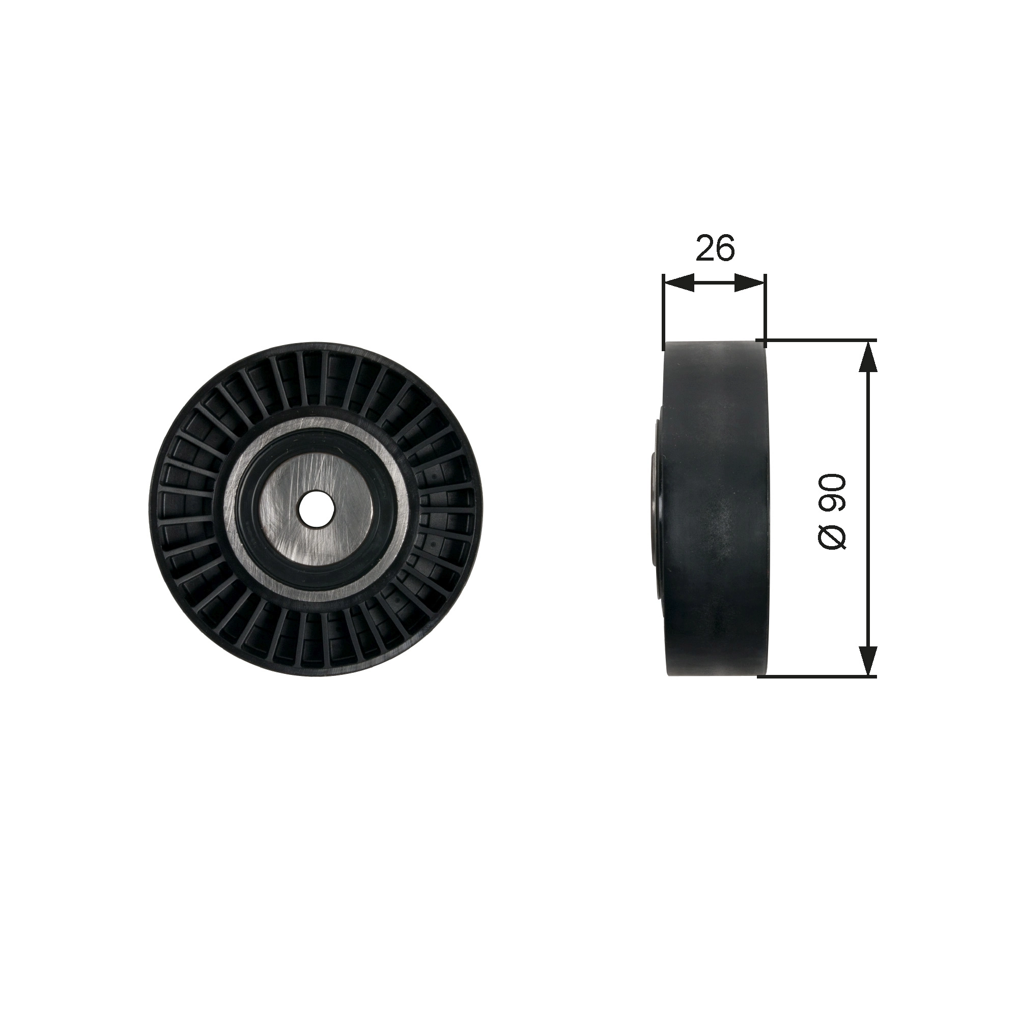 Deflection/Guide Pulley, V-ribbed belt