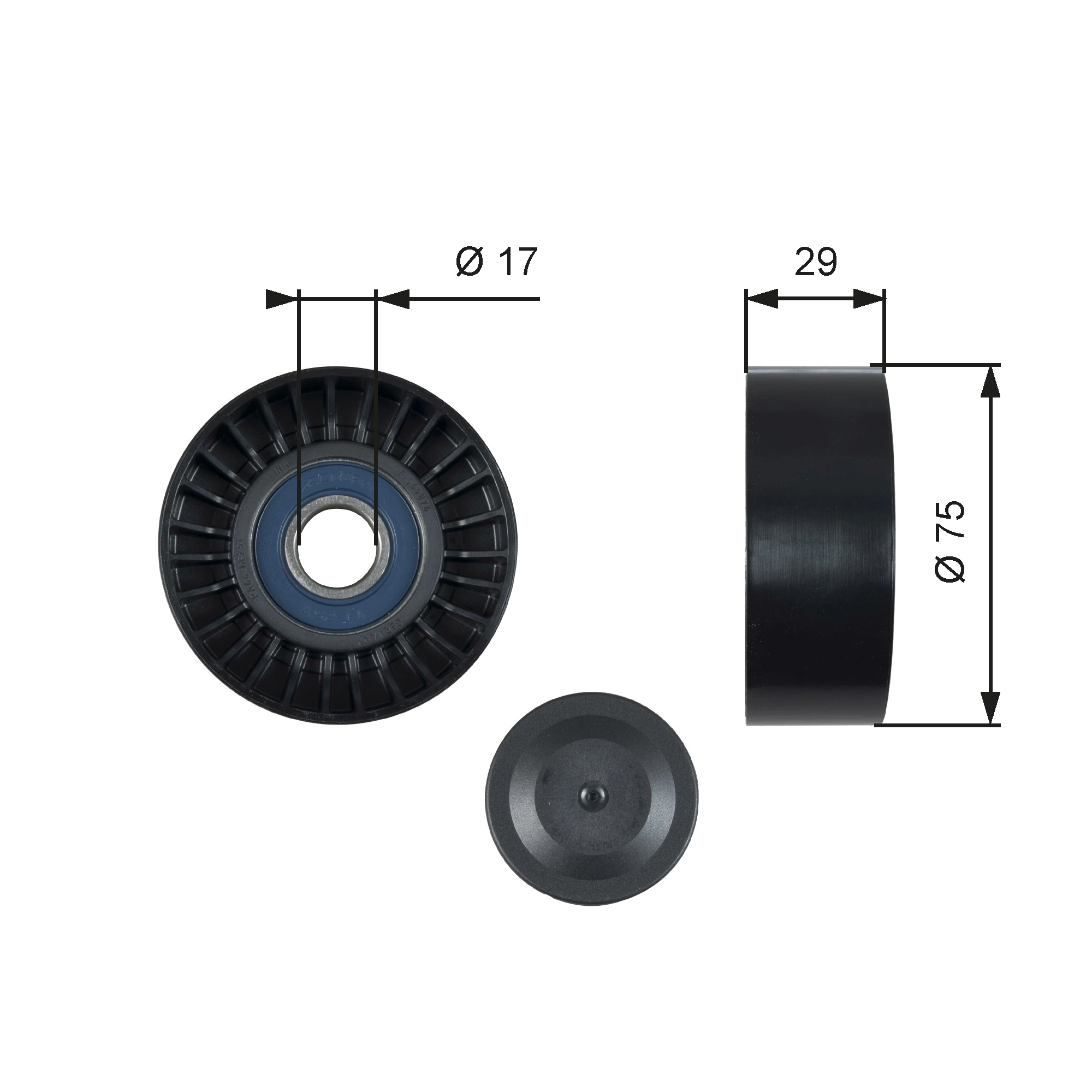 Deflection/Guide Pulley, V-ribbed belt