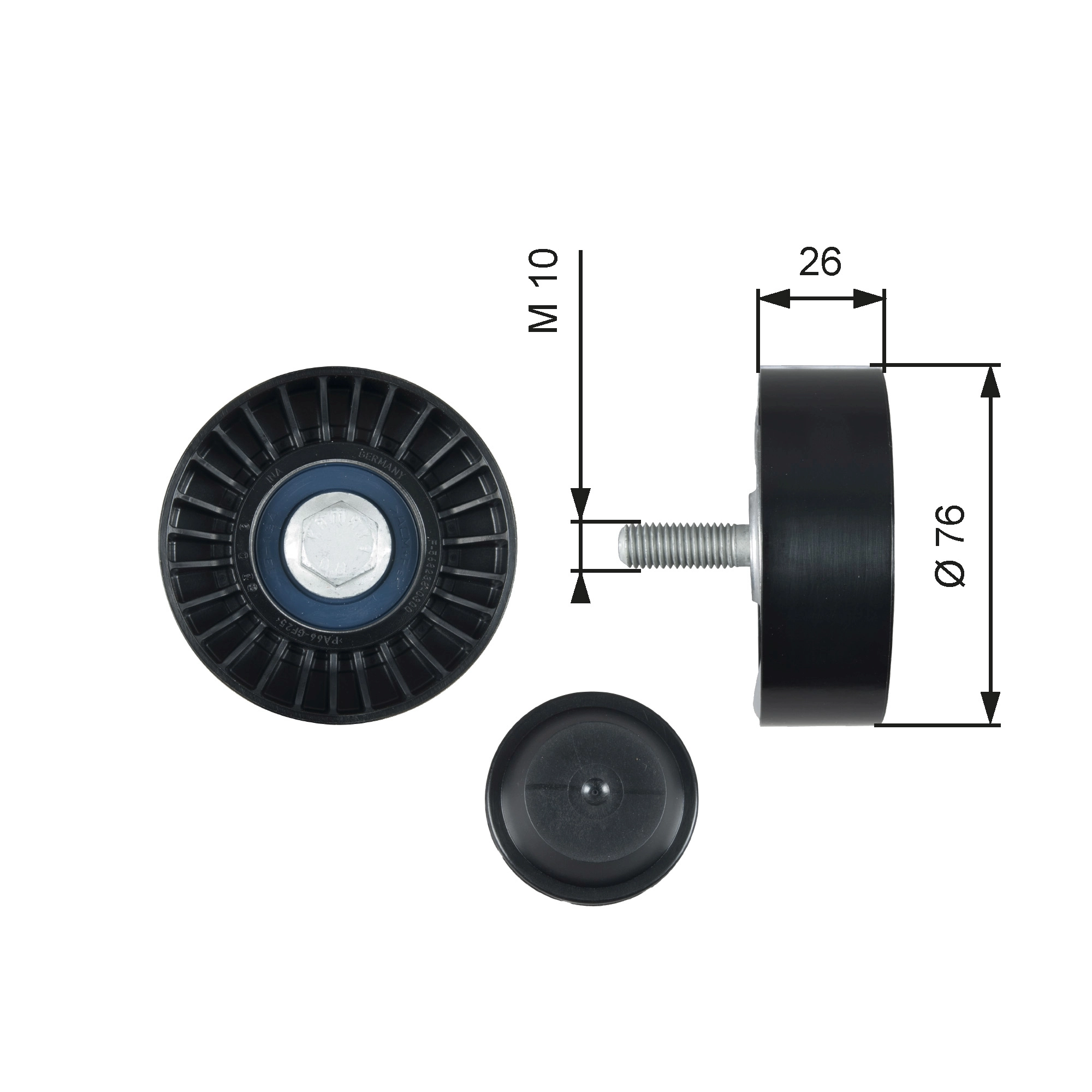 Deflection/Guide Pulley, V-ribbed belt