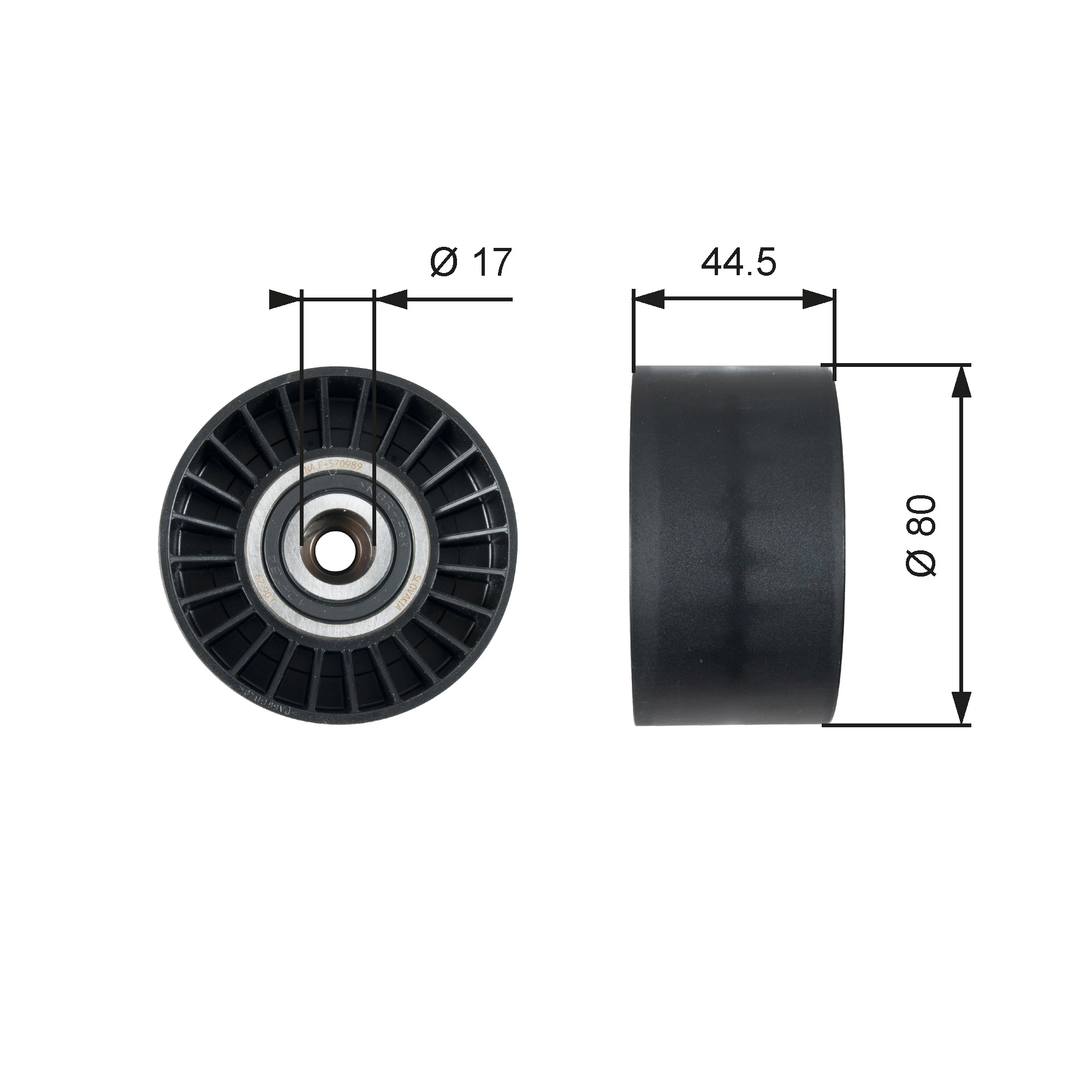 Deflection/Guide Pulley, V-ribbed belt