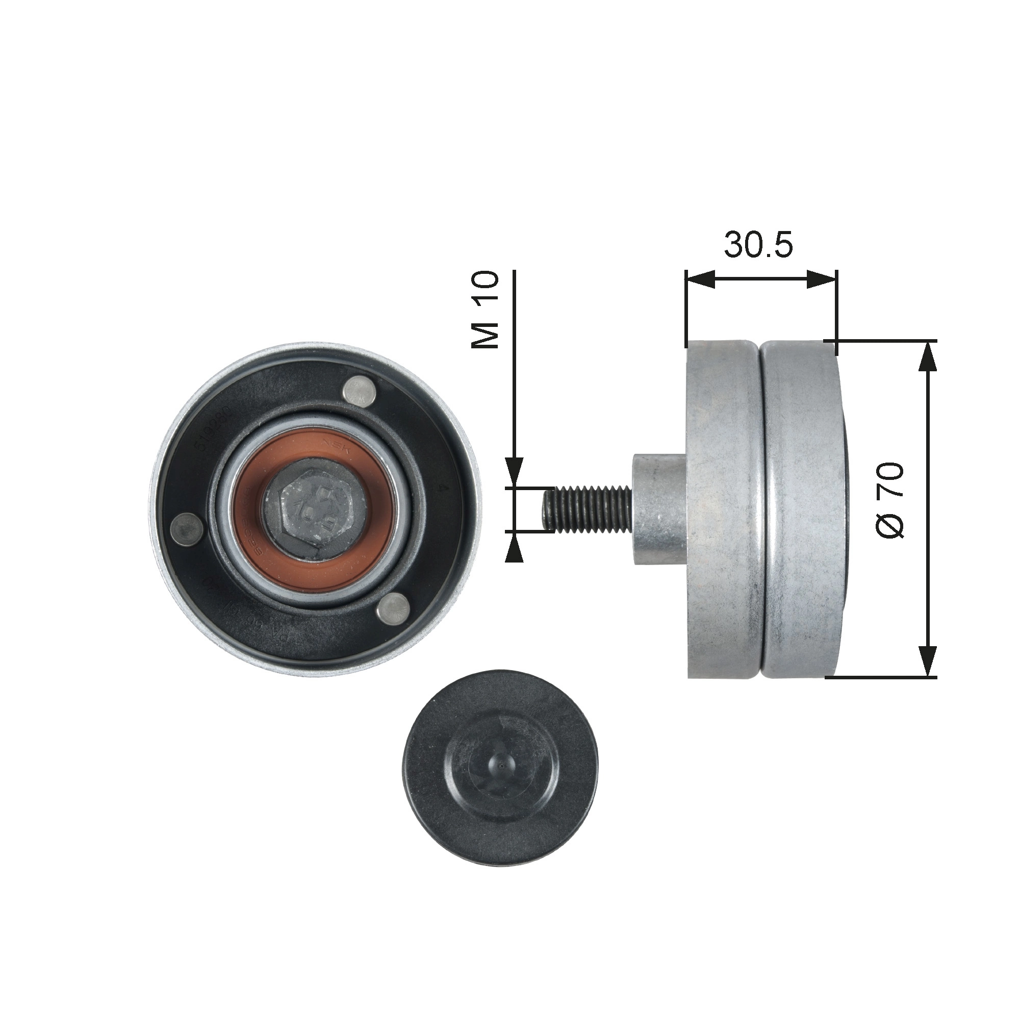 Deflection/Guide Pulley, V-ribbed belt