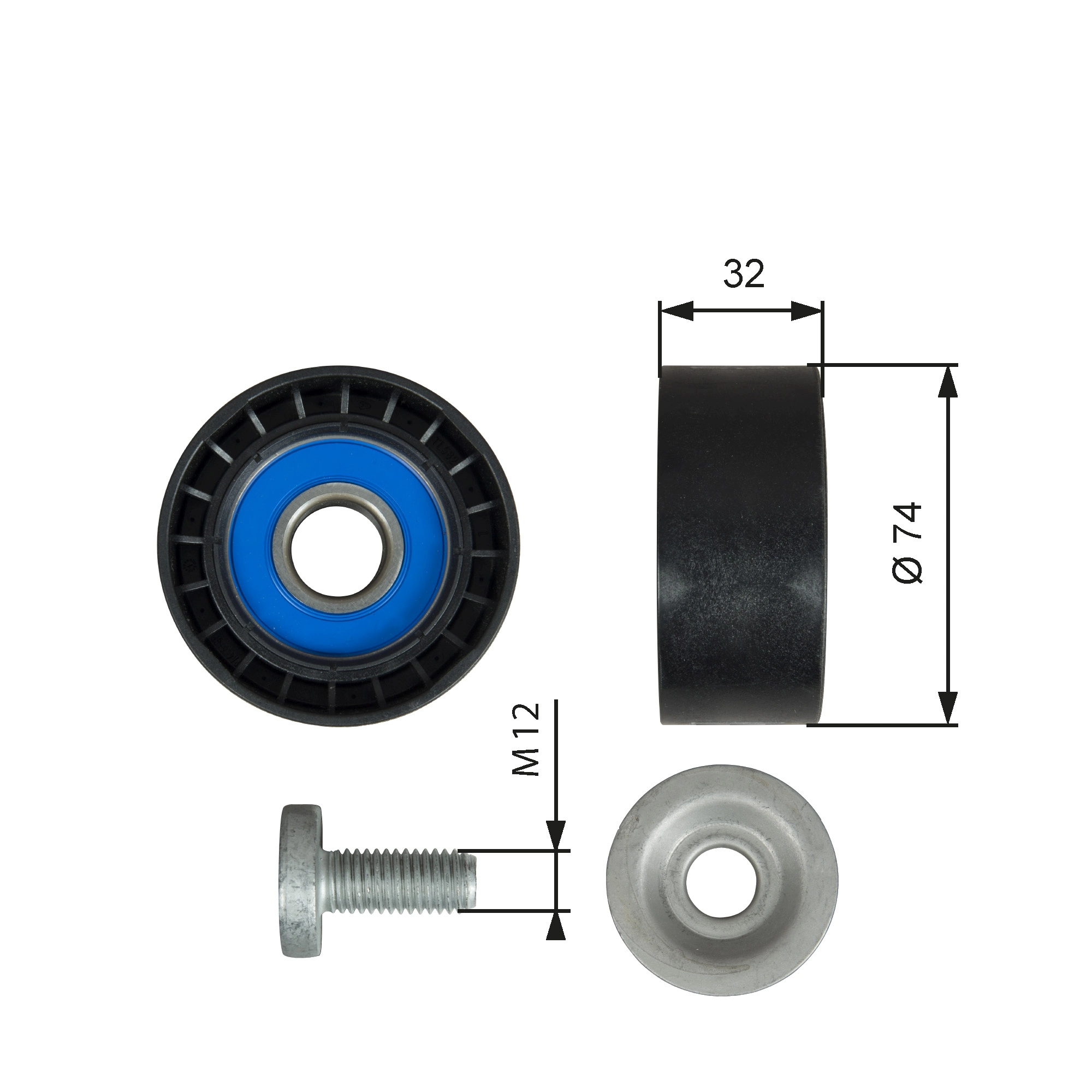 Deflection/Guide Pulley, V-ribbed belt
