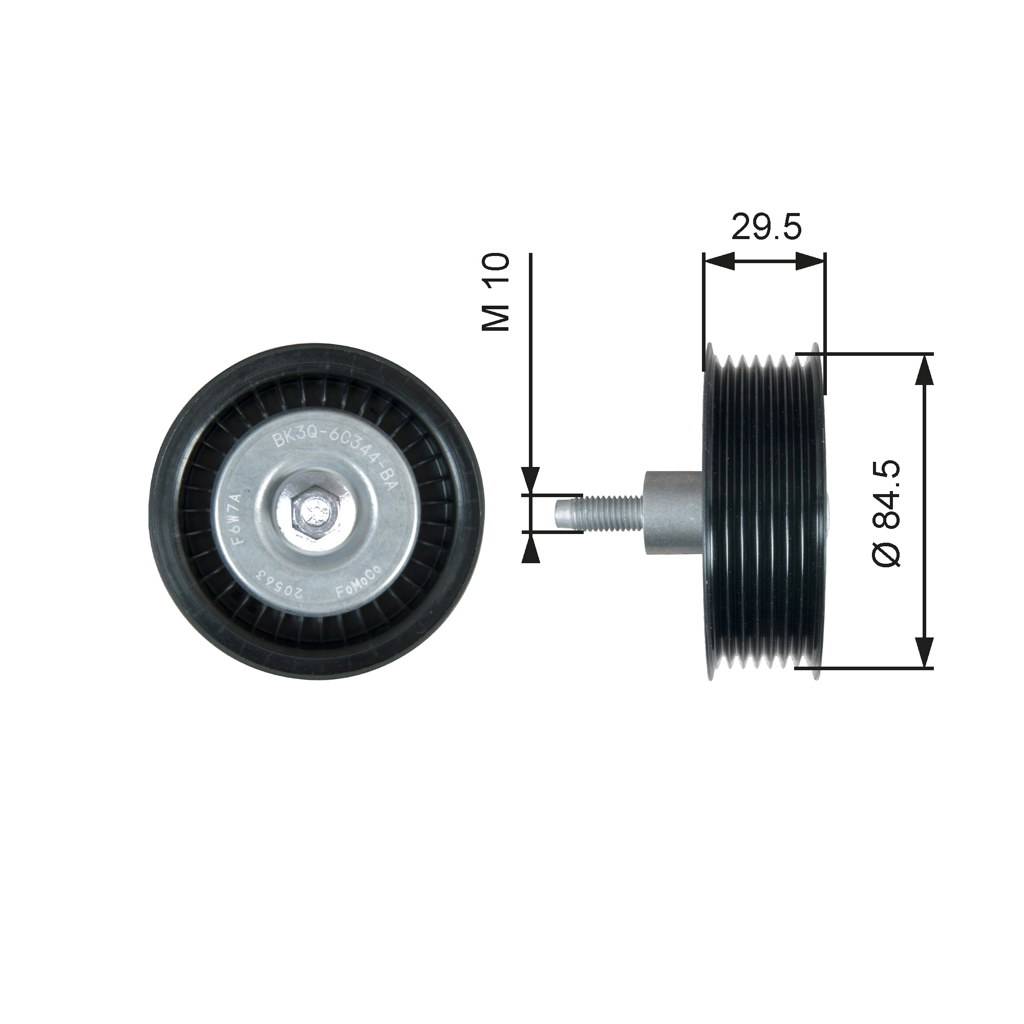 Deflection/Guide Pulley, V-ribbed belt