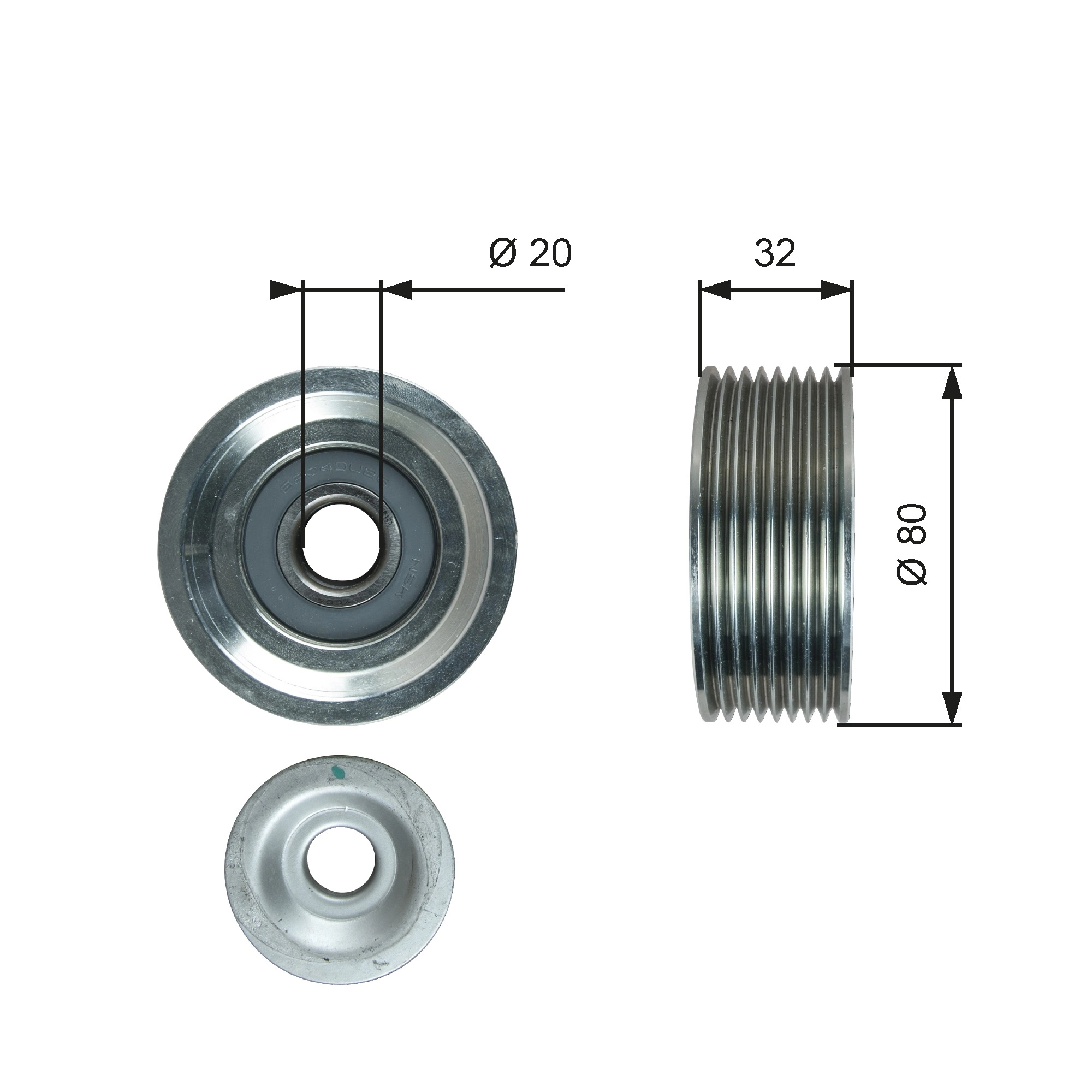 Deflection/Guide Pulley, V-ribbed belt