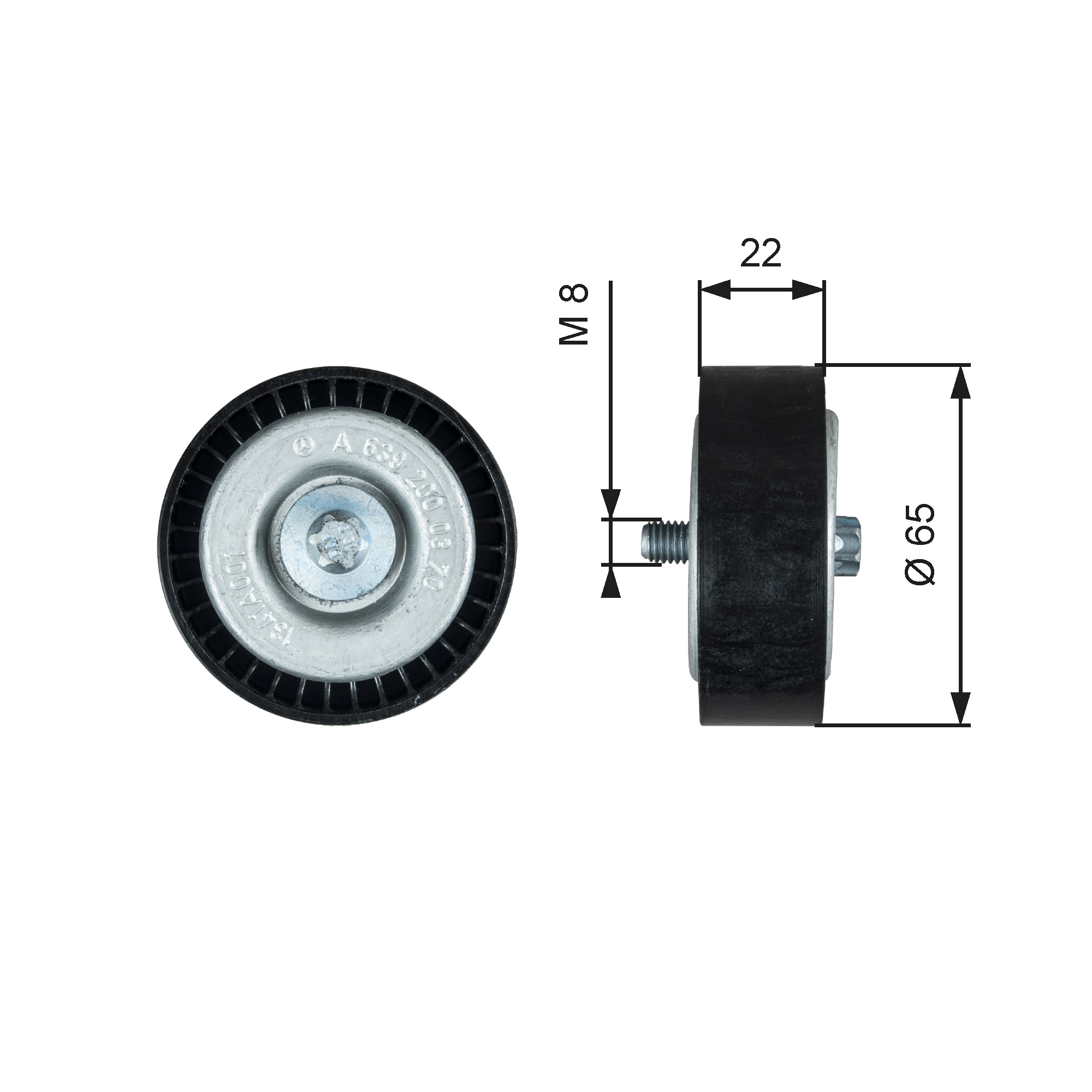 Deflection/Guide Pulley, V-ribbed belt