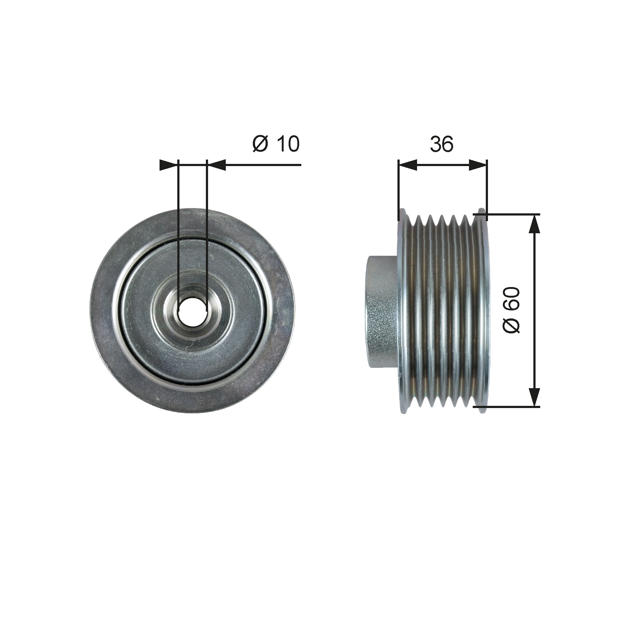 Deflection/Guide Pulley, V-ribbed belt