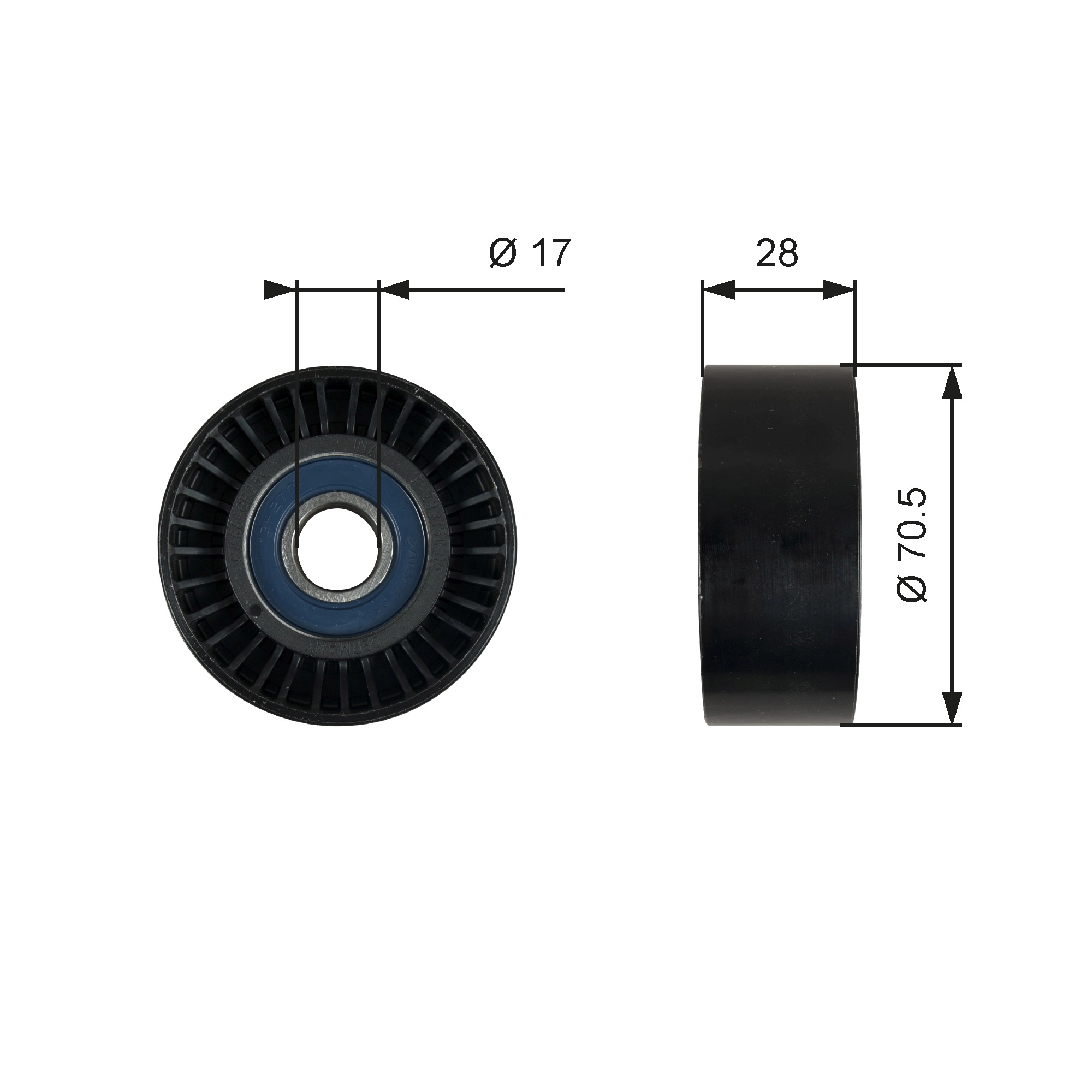 Deflection/Guide Pulley, V-ribbed belt