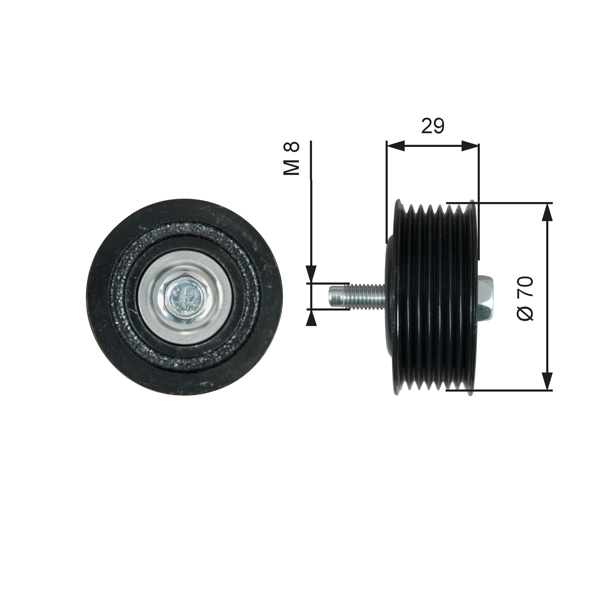 Deflection/Guide Pulley, V-ribbed belt