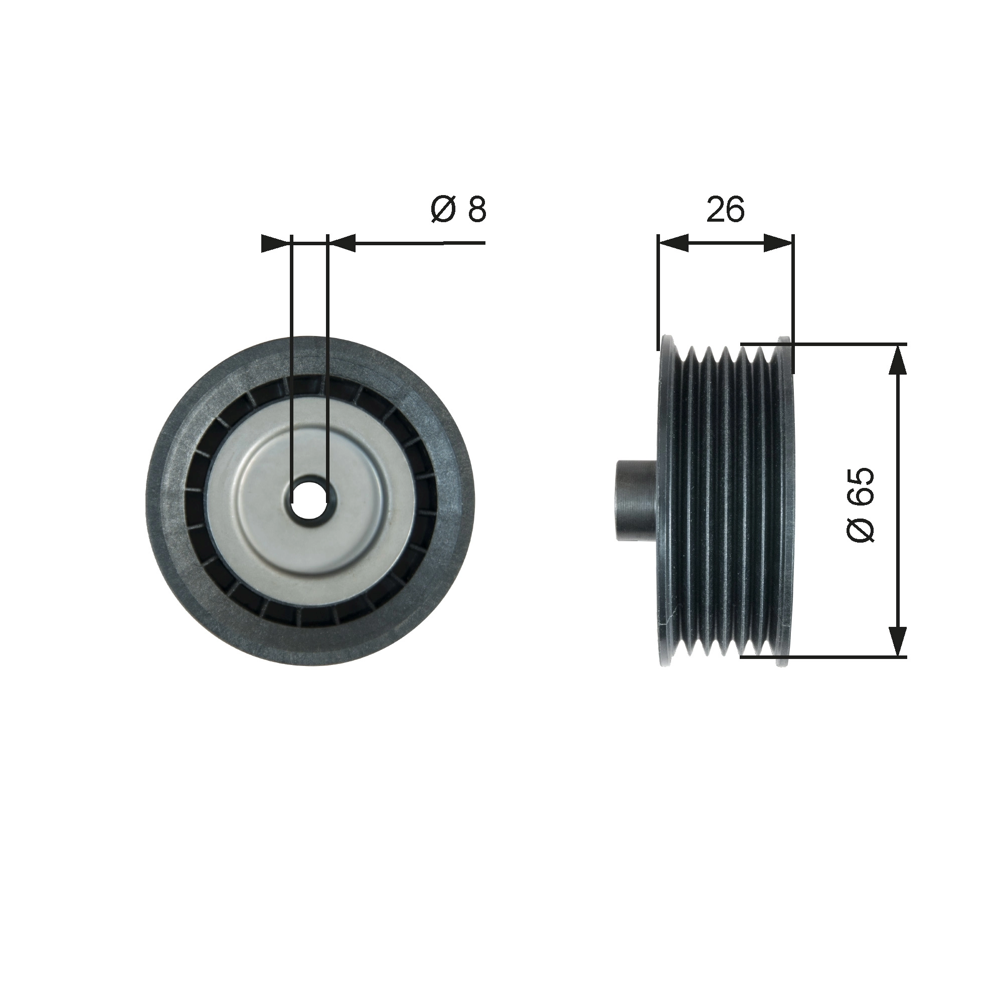 Deflection/Guide Pulley, V-ribbed belt