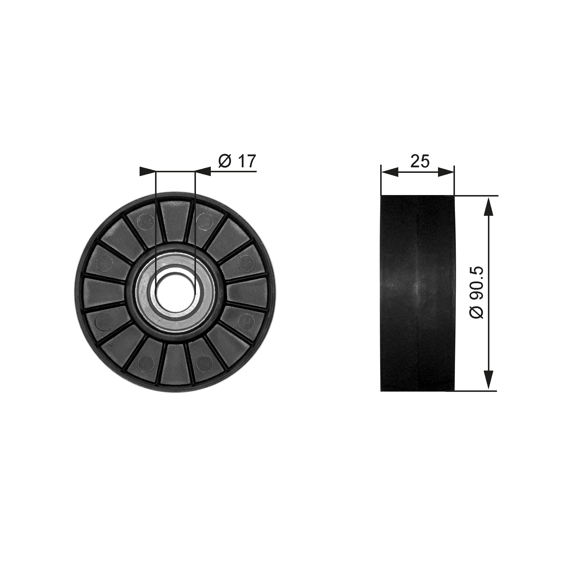 Deflection/Guide Pulley, V-ribbed belt