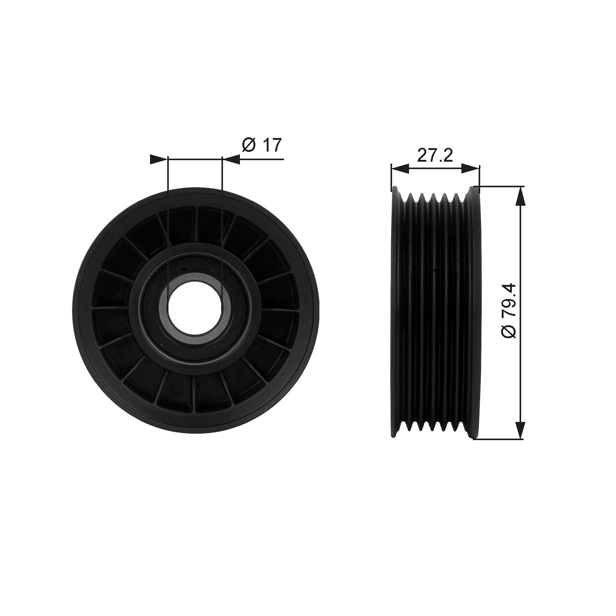 Deflection/Guide Pulley, V-ribbed belt