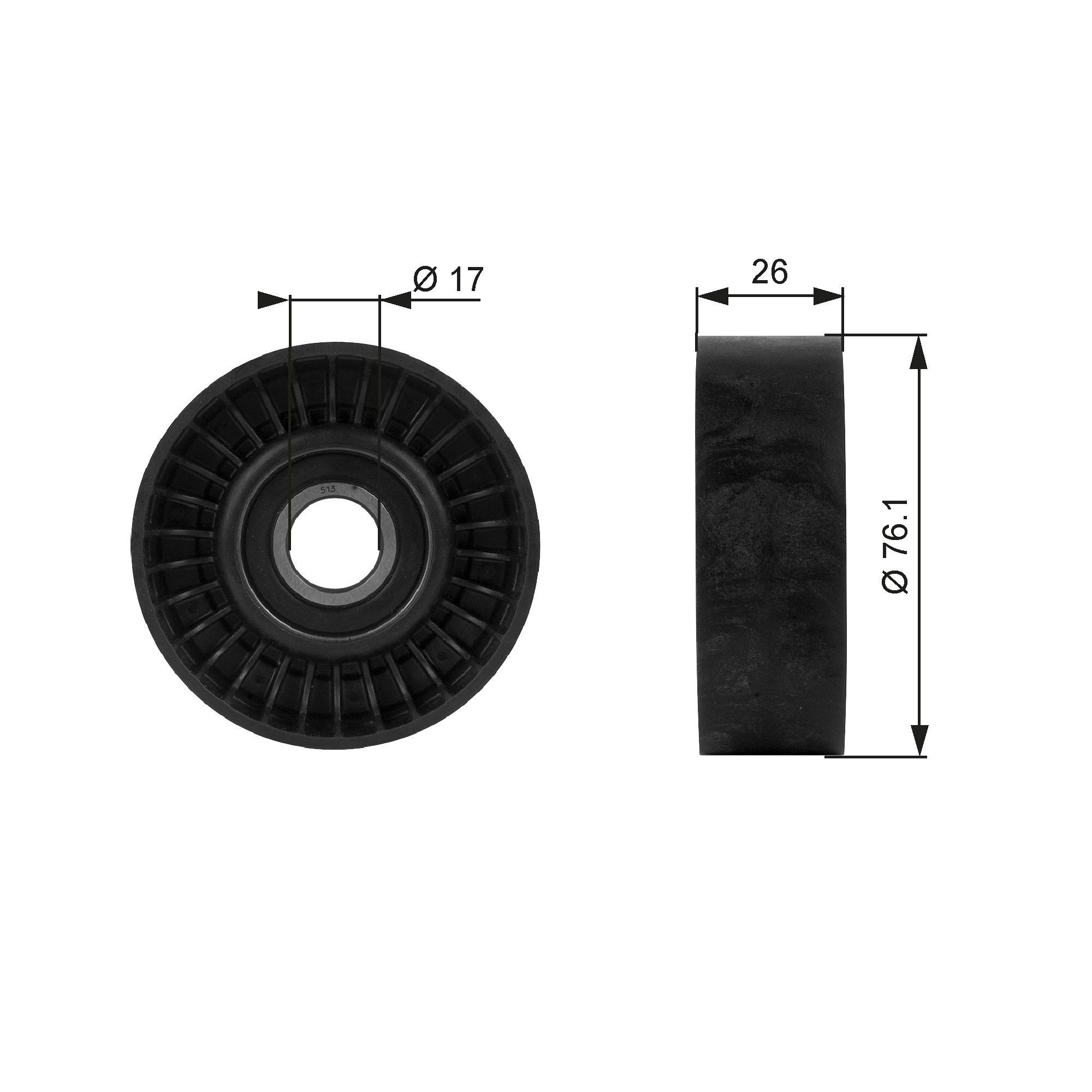Deflection/Guide Pulley, V-ribbed belt