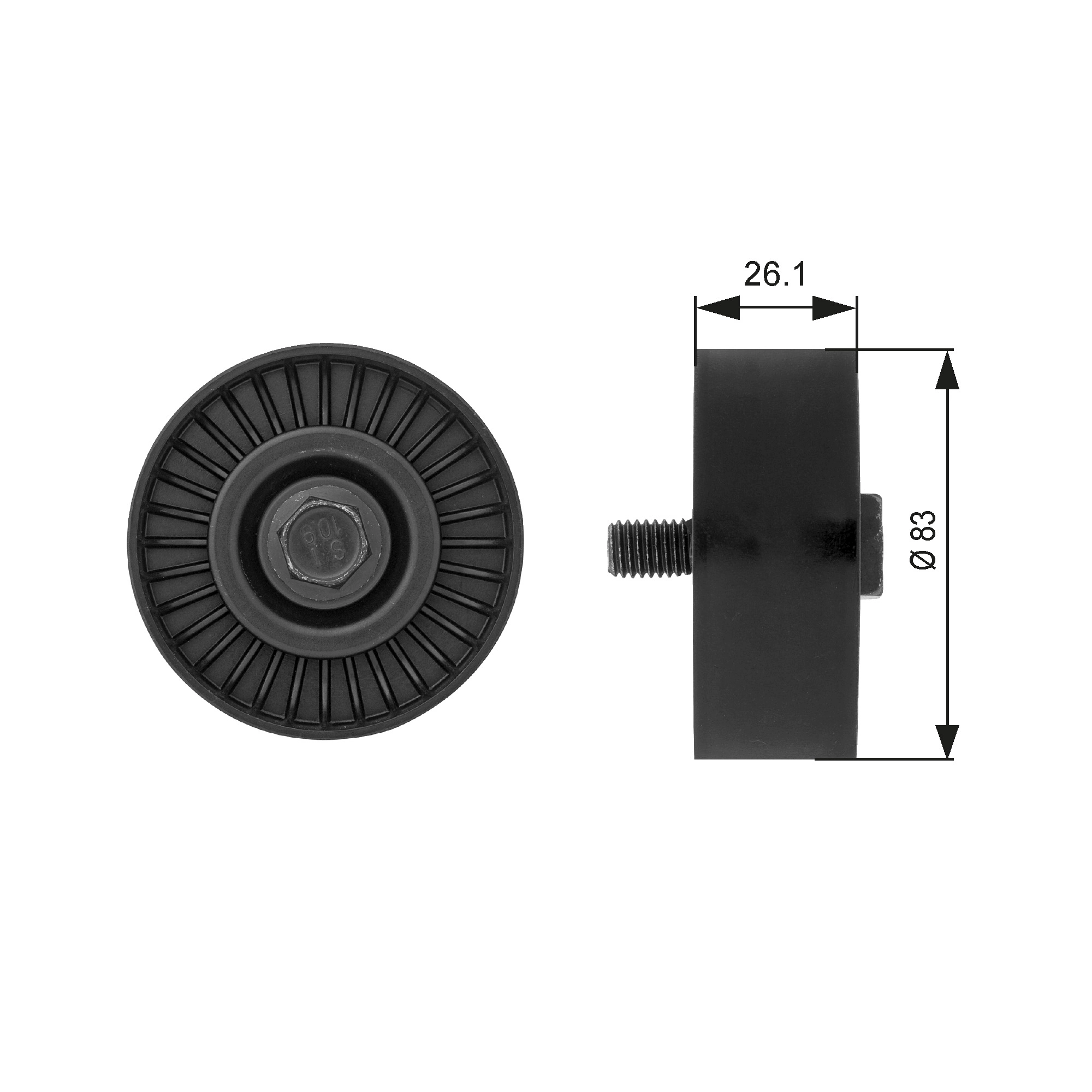 Deflection/Guide Pulley, V-ribbed belt