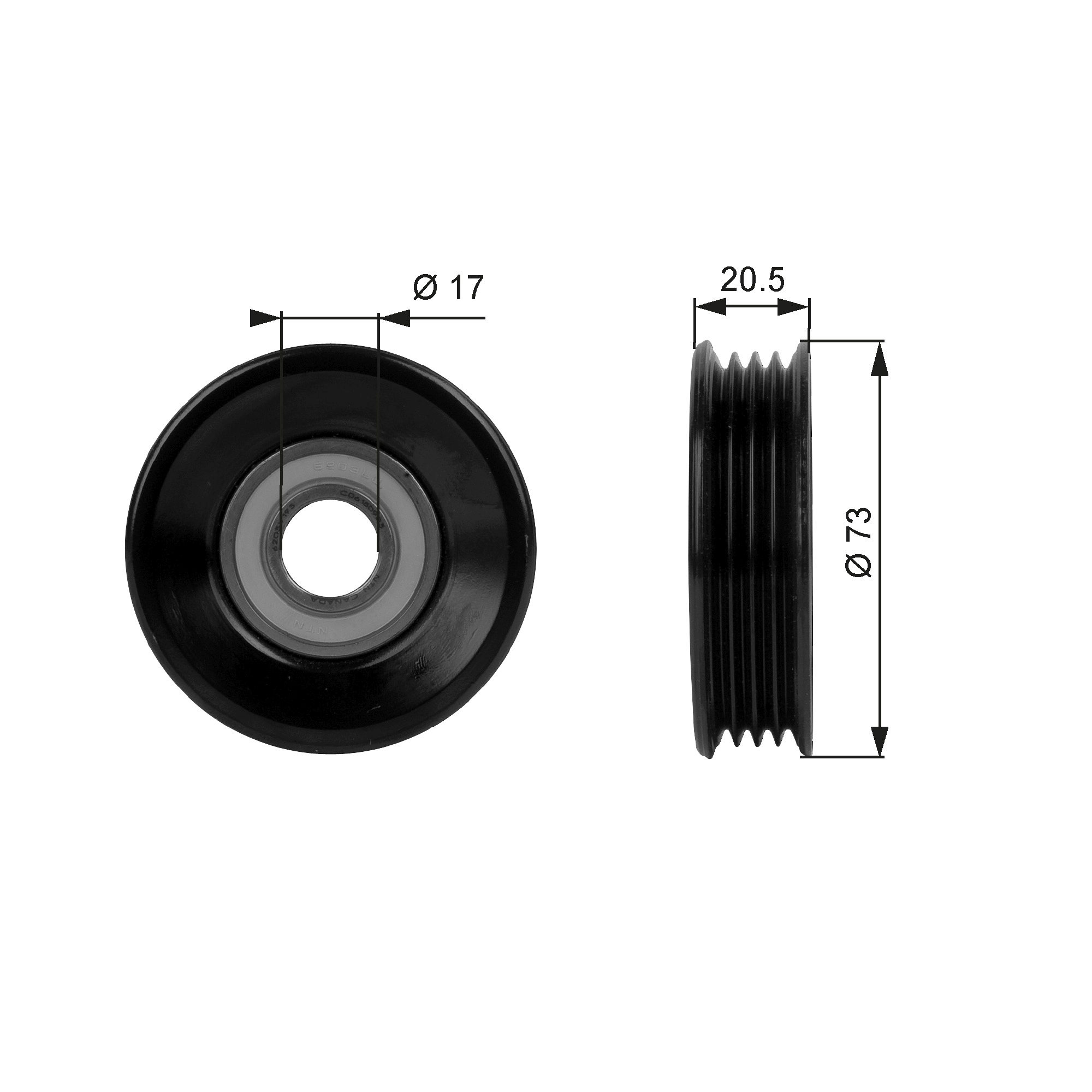 Tensioner Pulley, V-ribbed belt