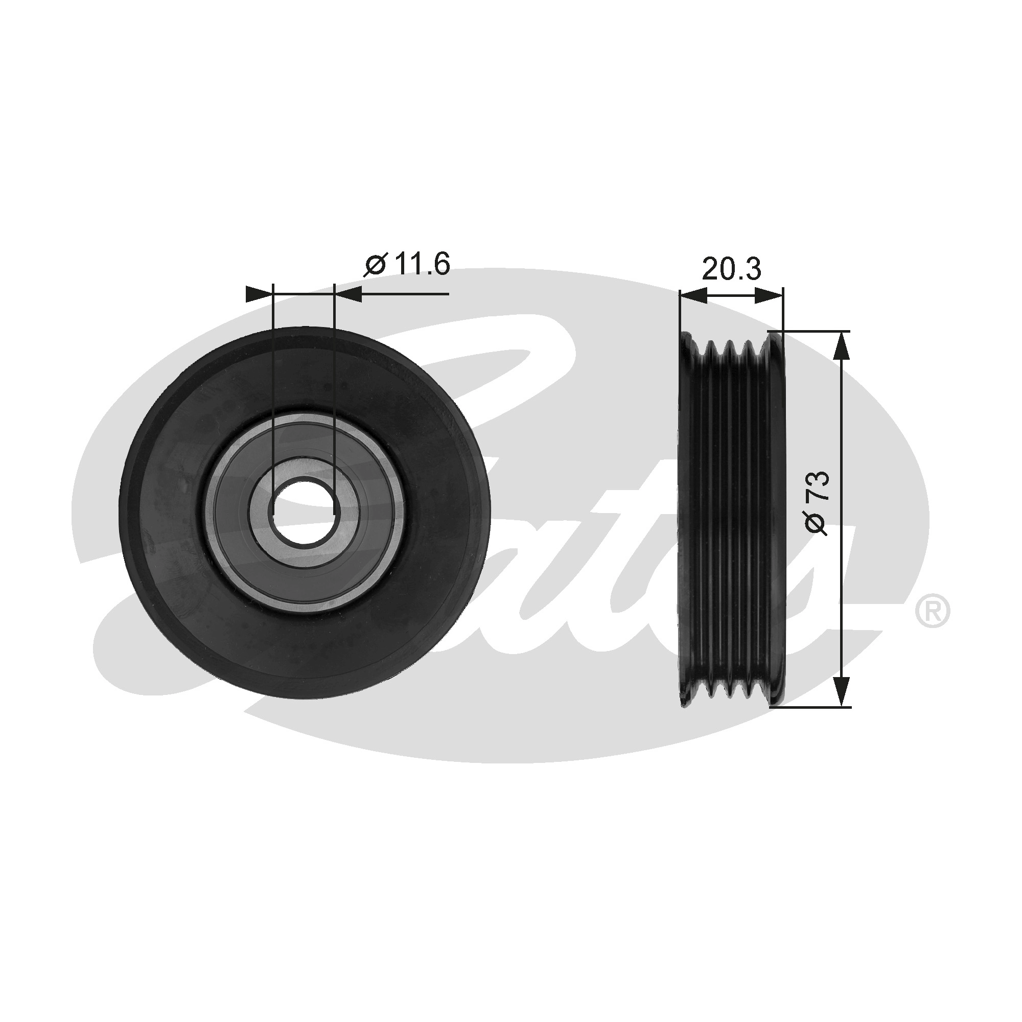 Deflection/Guide Pulley, V-ribbed belt