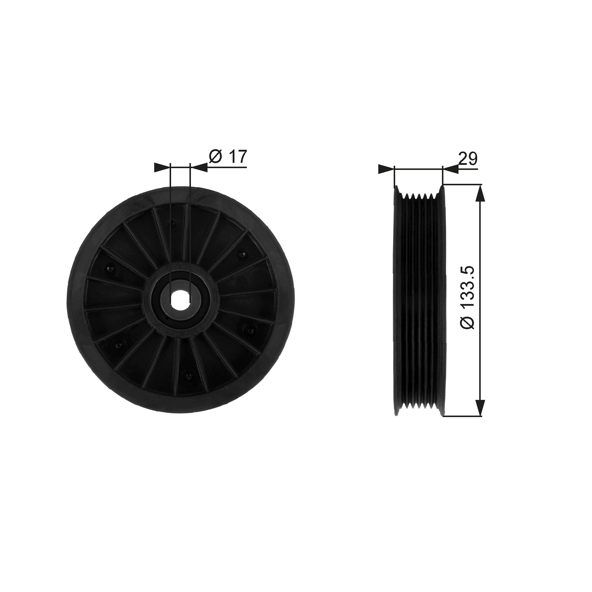 Deflection/Guide Pulley, V-ribbed belt