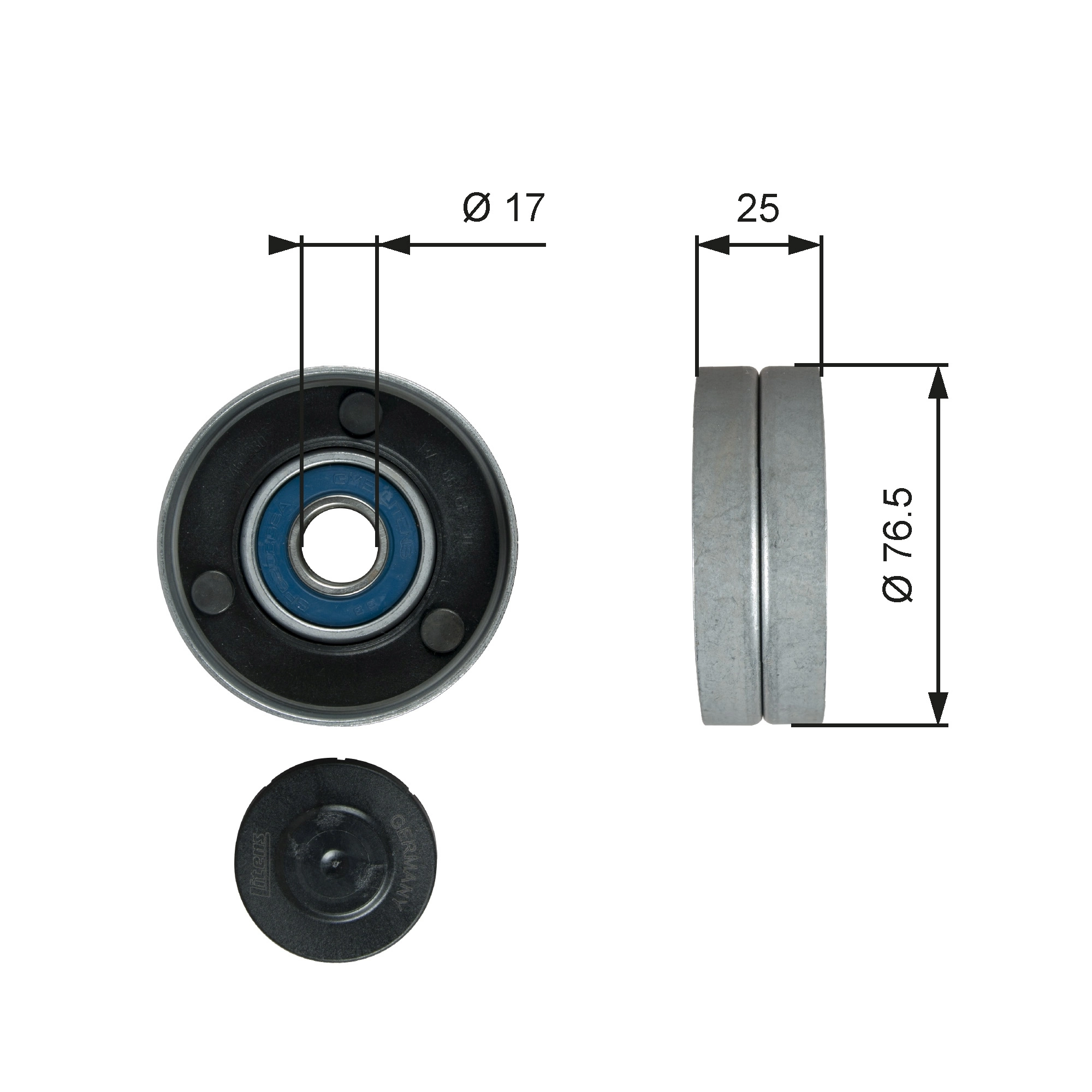 Deflection/Guide Pulley, V-ribbed belt