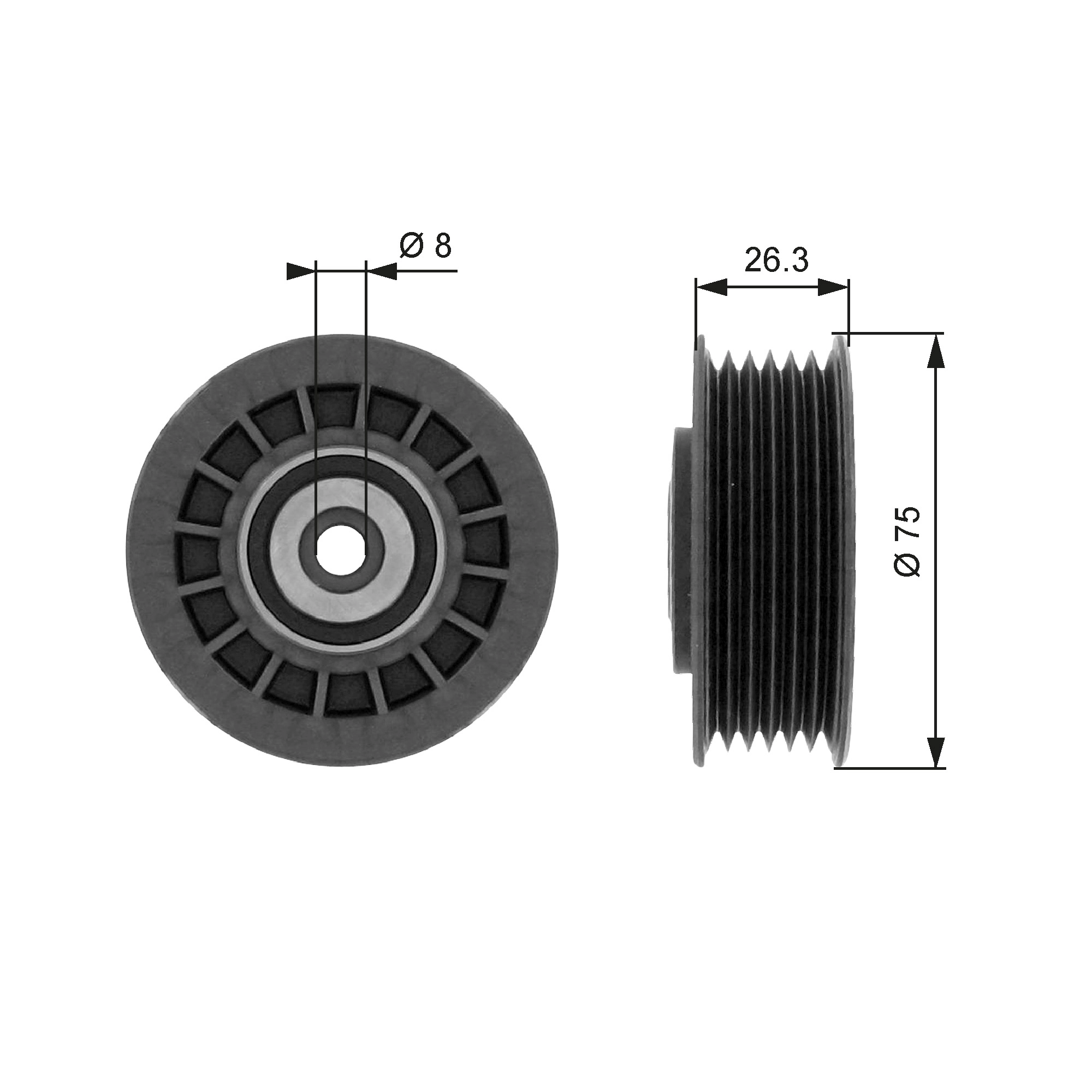 Tensioner Pulley, V-ribbed belt