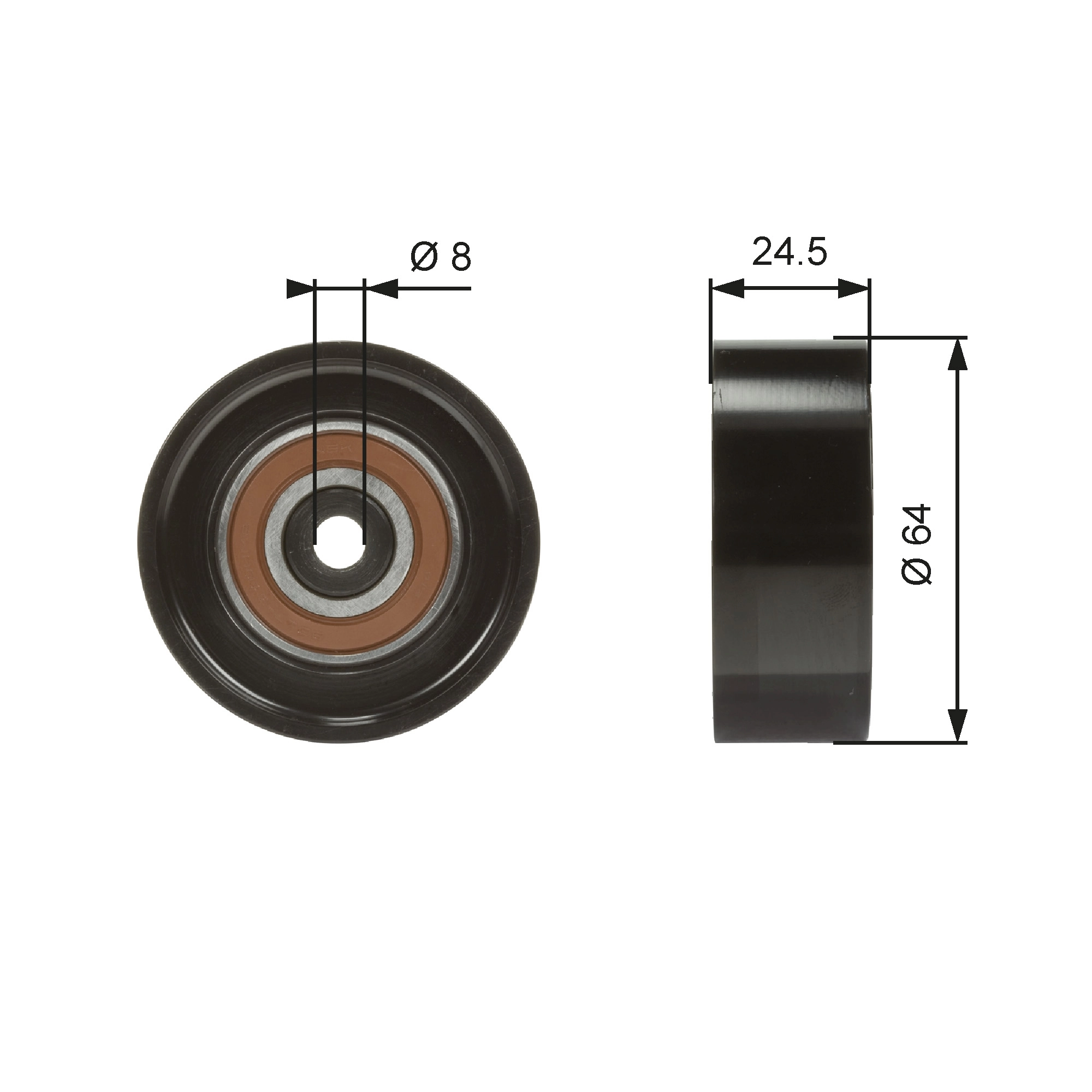 Deflection/Guide Pulley, V-ribbed belt