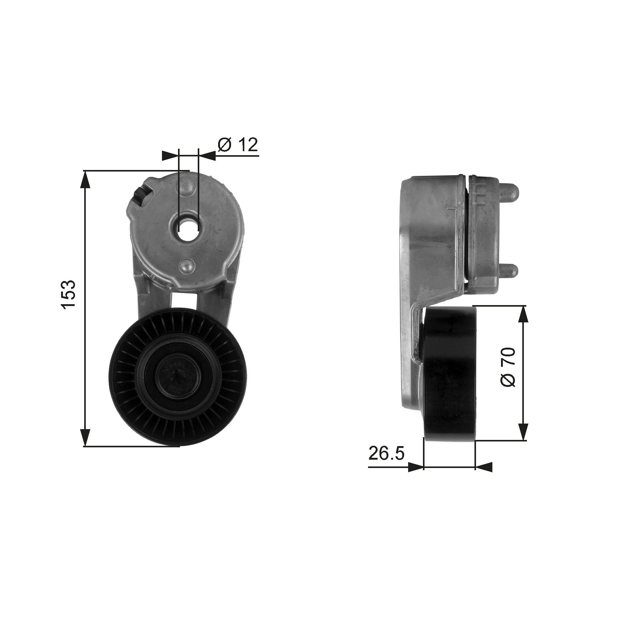 Belt Tensioner, V-ribbed belt