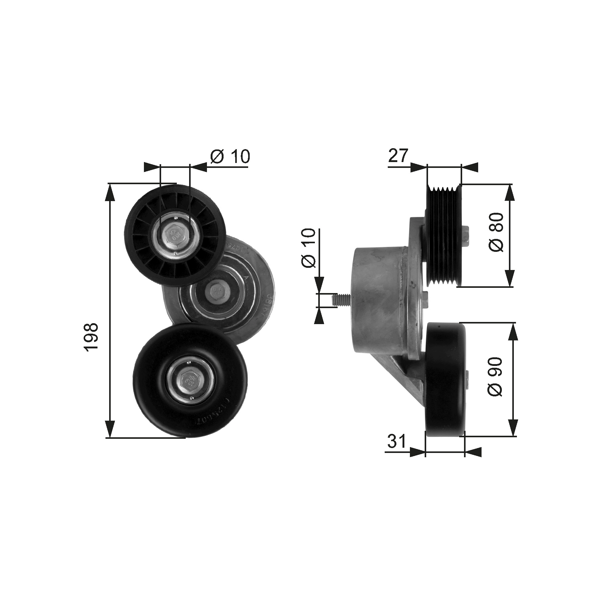 Belt Tensioner, V-ribbed belt