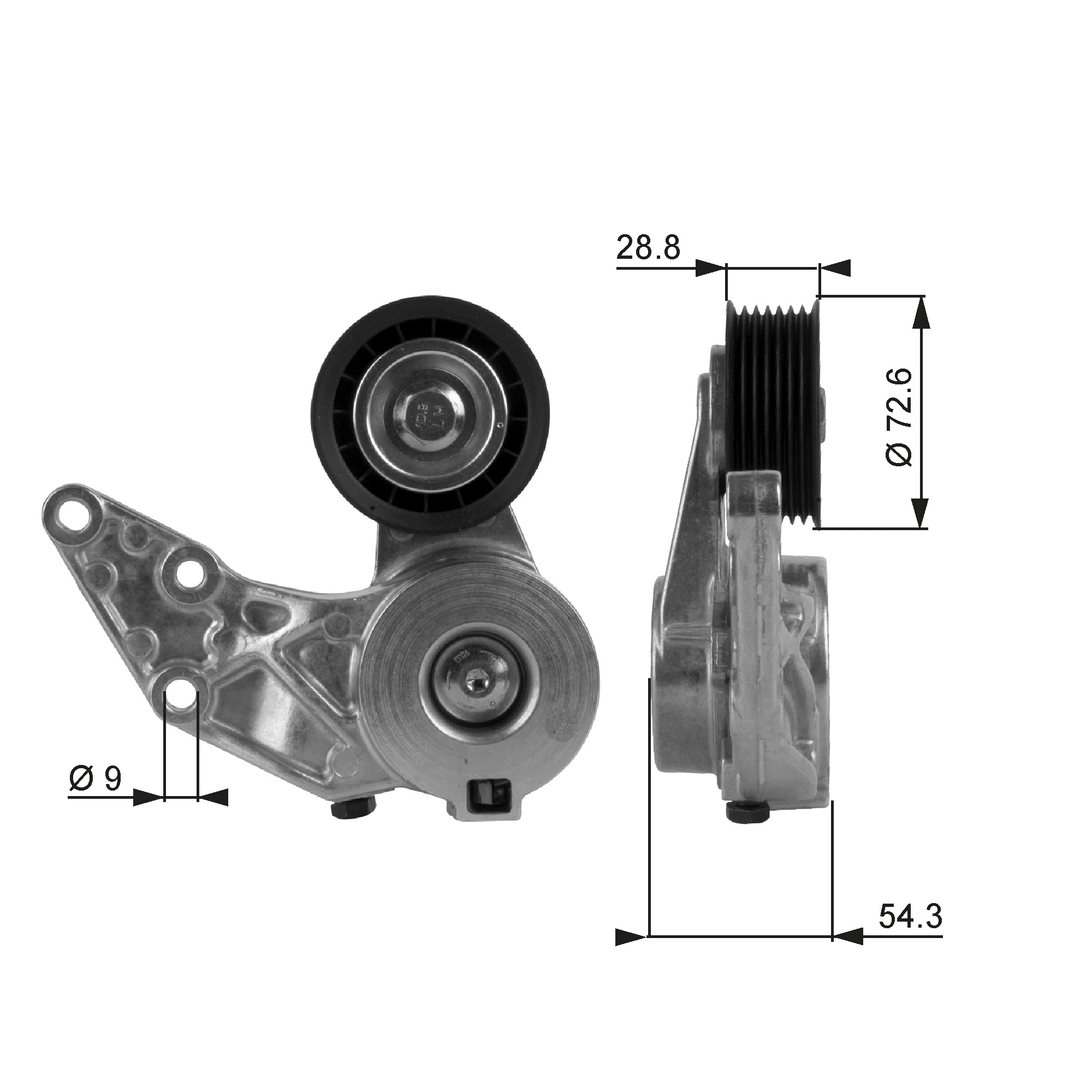 Belt Tensioner, V-ribbed belt