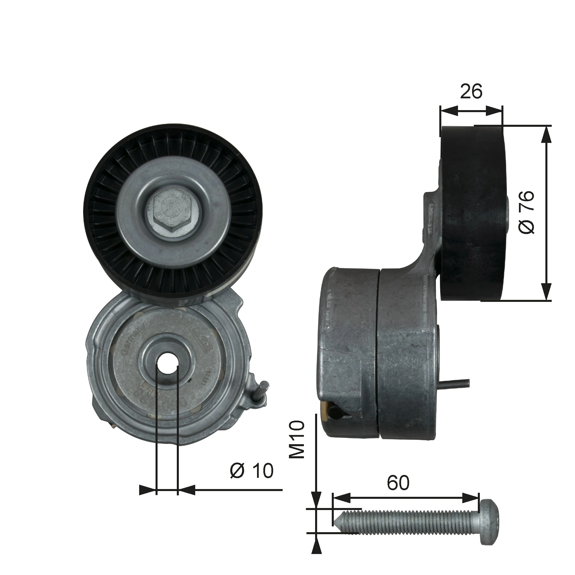 Belt Tensioner, V-ribbed belt
