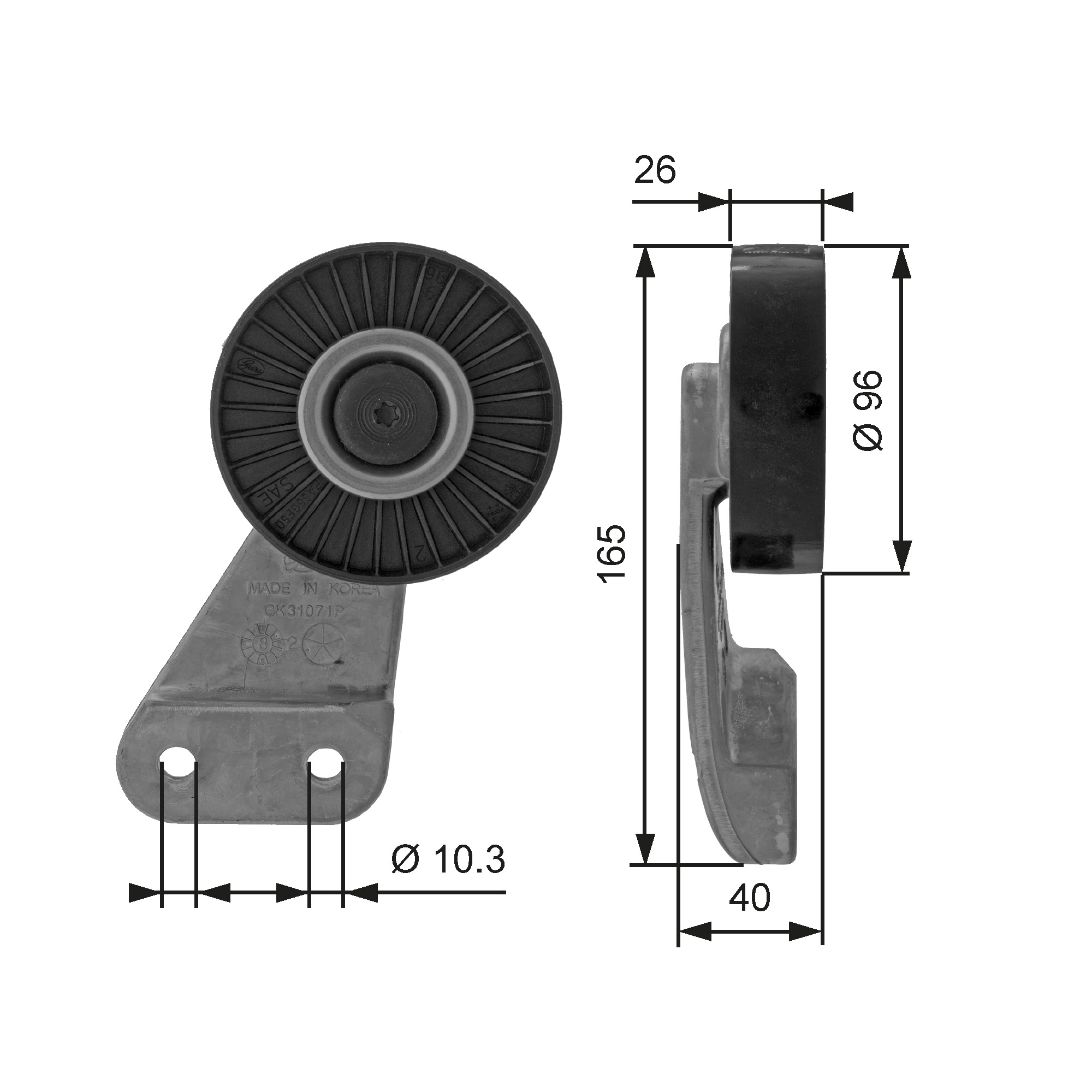 Deflection/Guide Pulley, V-ribbed belt