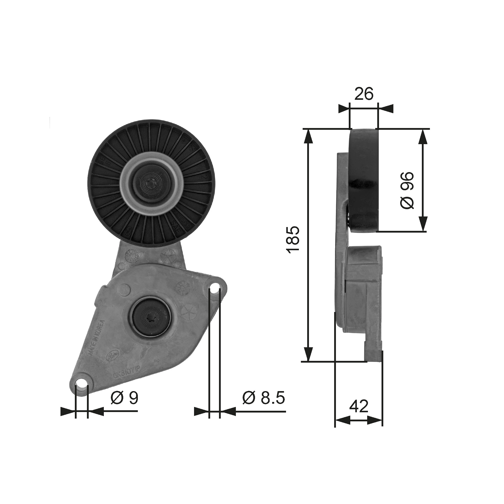 Belt Tensioner, V-ribbed belt