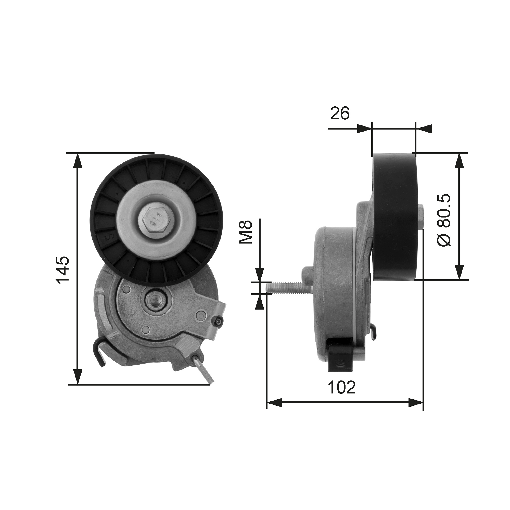 Belt Tensioner, V-ribbed belt