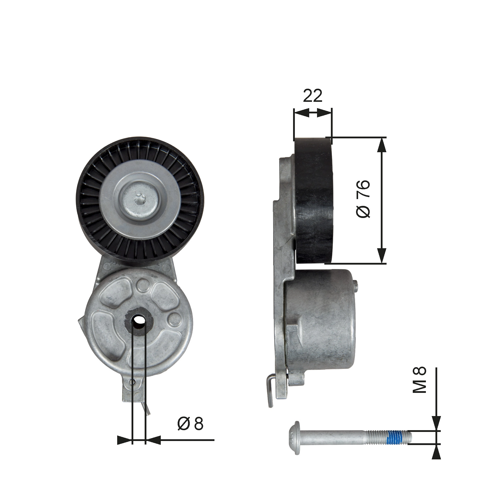 Belt Tensioner, V-ribbed belt