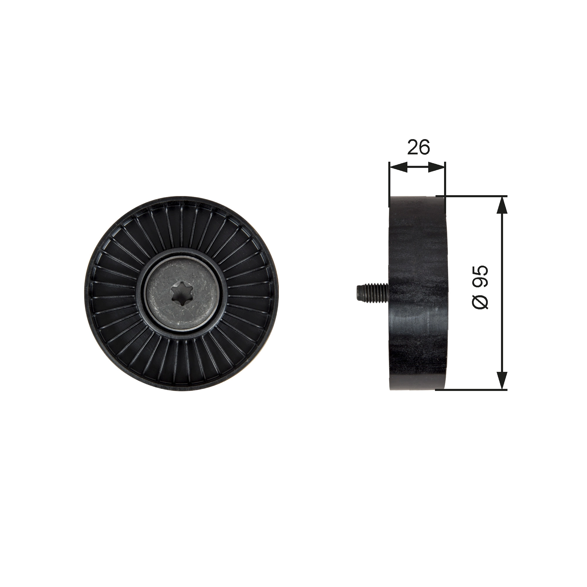Deflection/Guide Pulley, V-ribbed belt