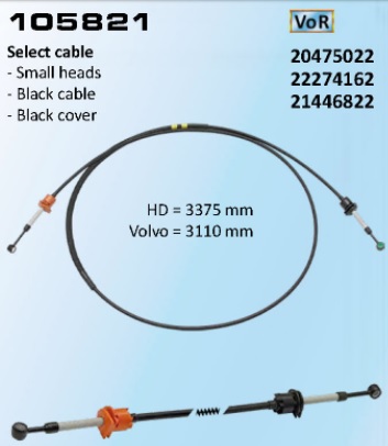 Control cable, gear shift black, small head