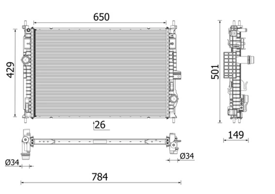 Radiator, engine cooling